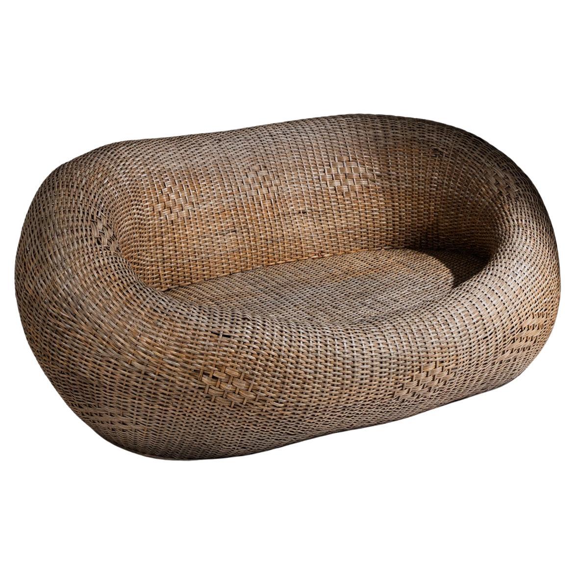 Wicker Outdoor Sofa, 1960s For Sale