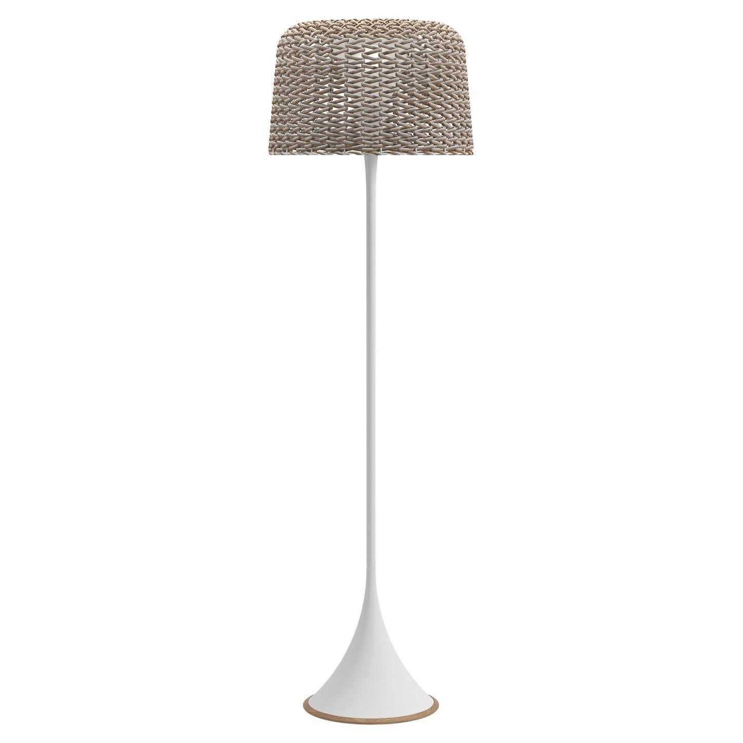 Wicker Outdoor White Floor Lamp For Sale