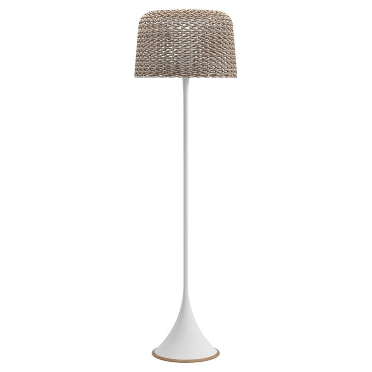 Wicker Outdoor White Floor Lamp For Sale at 1stDibs