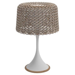 Wicker Outdoor White Table Lamp
