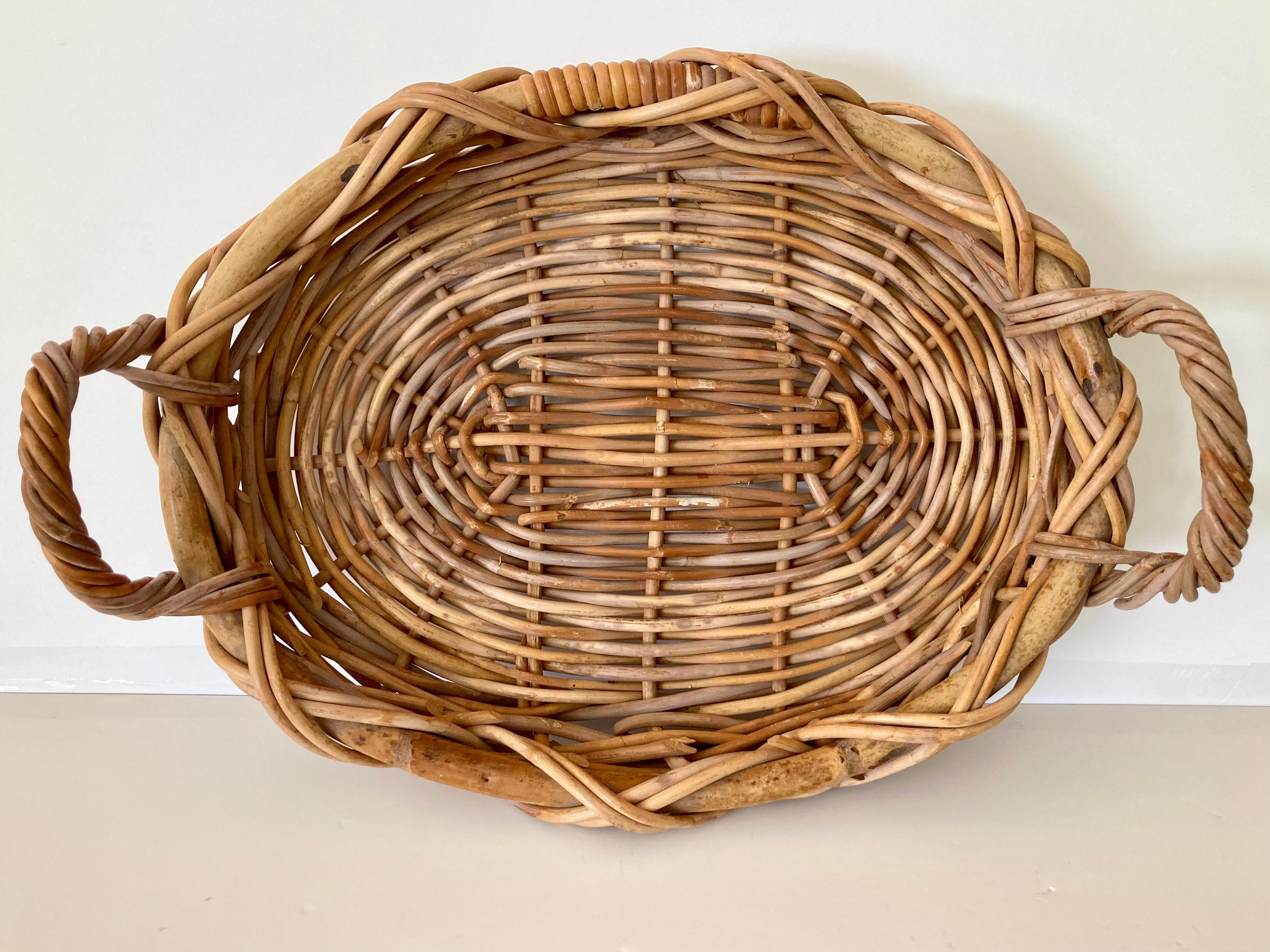 American Wicker Oval Breakfast Tray For Sale