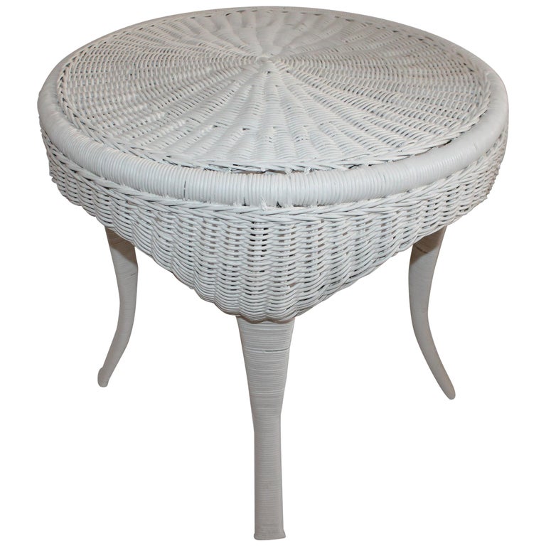 Wicker Painted Round Side Table For At 1stdibs Wicker Painted Round Side Table For, Round Wicker End Table
