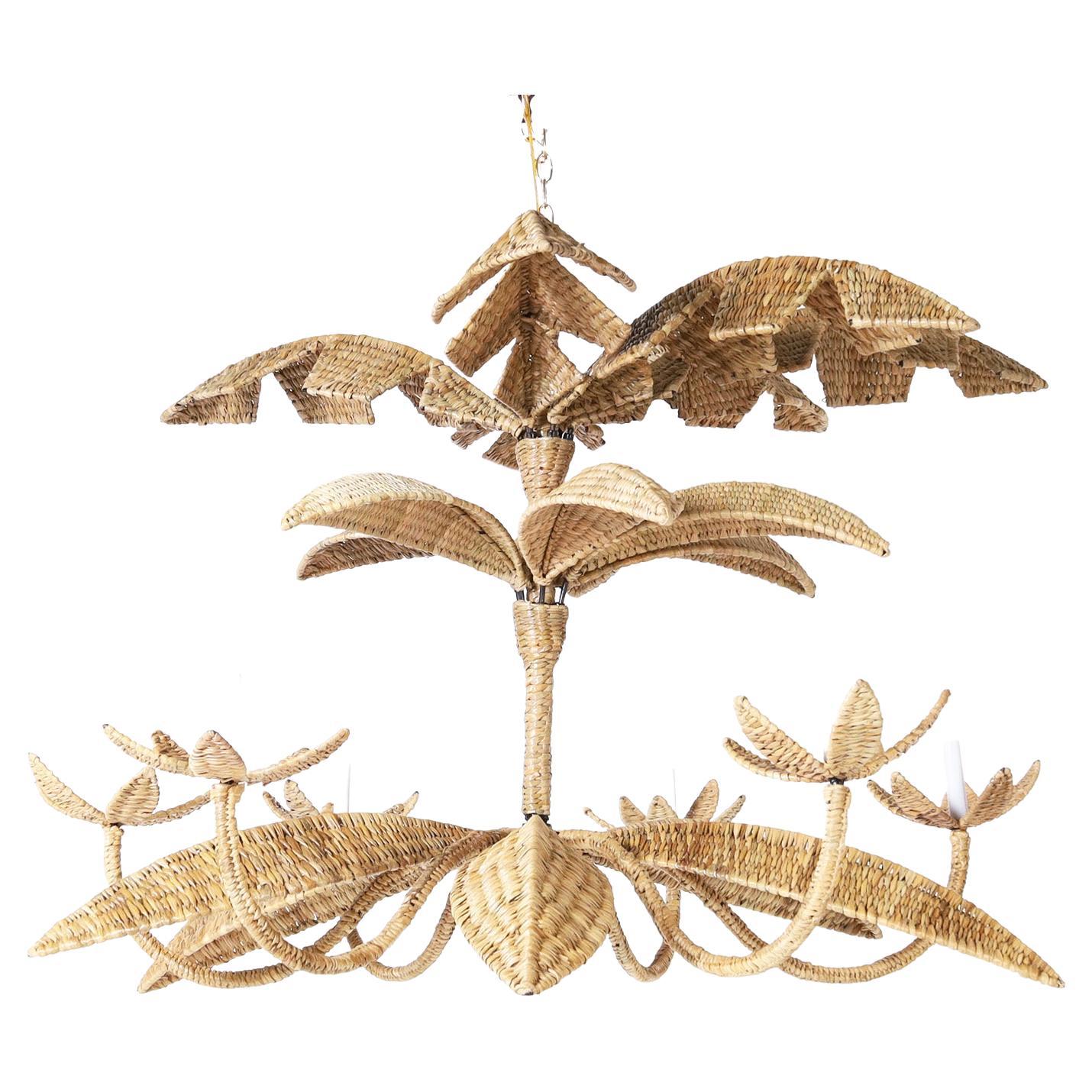 The Lola Wicker Palm Leaf Chandelier from the FS Flores Collection