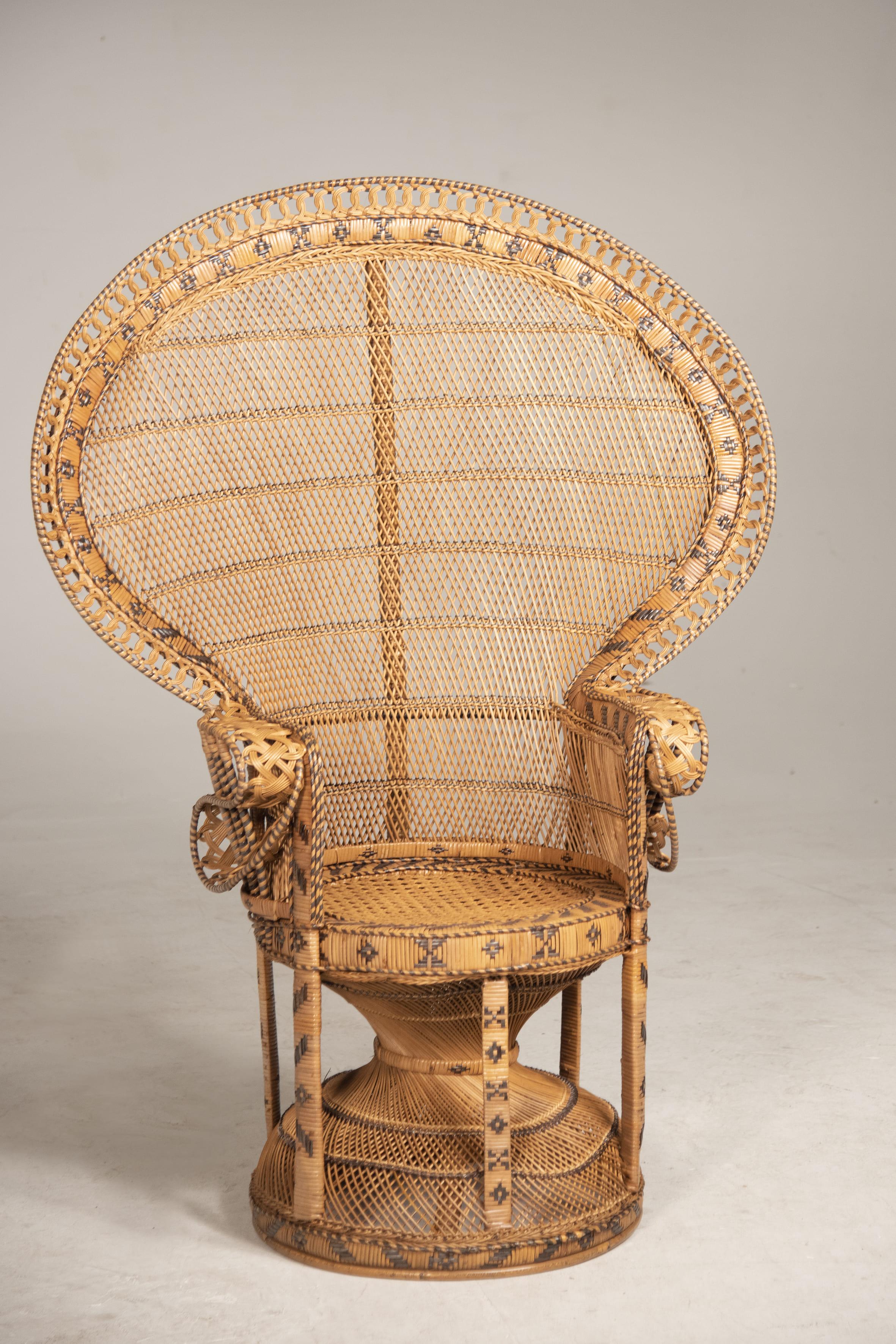 Late 20th Century Wicker Peacock Armchair 1970s