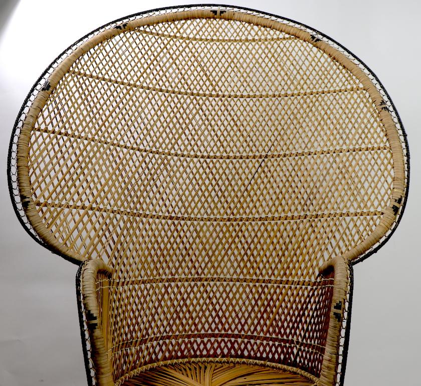Mid-Century Modern Wicker Peacock Chair