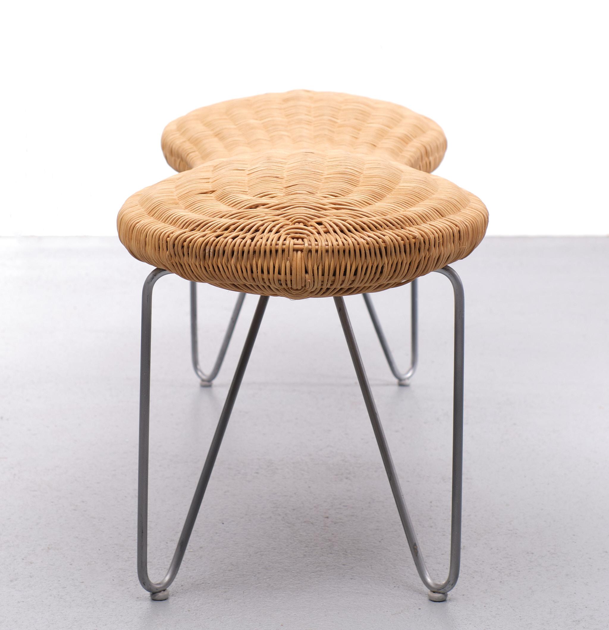Swedish Wicker Peanut stool Ikea 1980s  For Sale