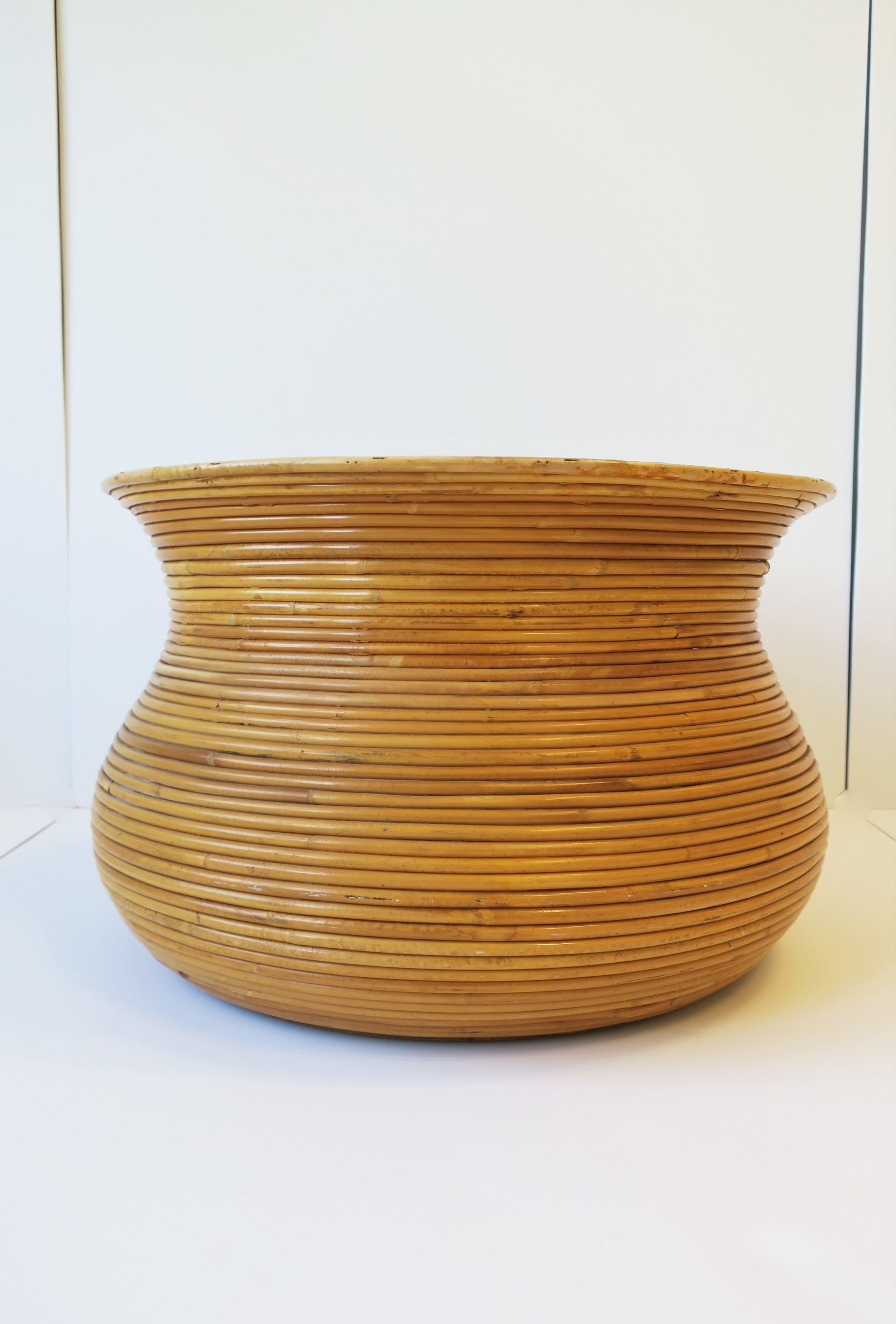 Wicker Rattan Pencil Reed Cachepot Plant Pot Holder in the Crespi Style, Large 2