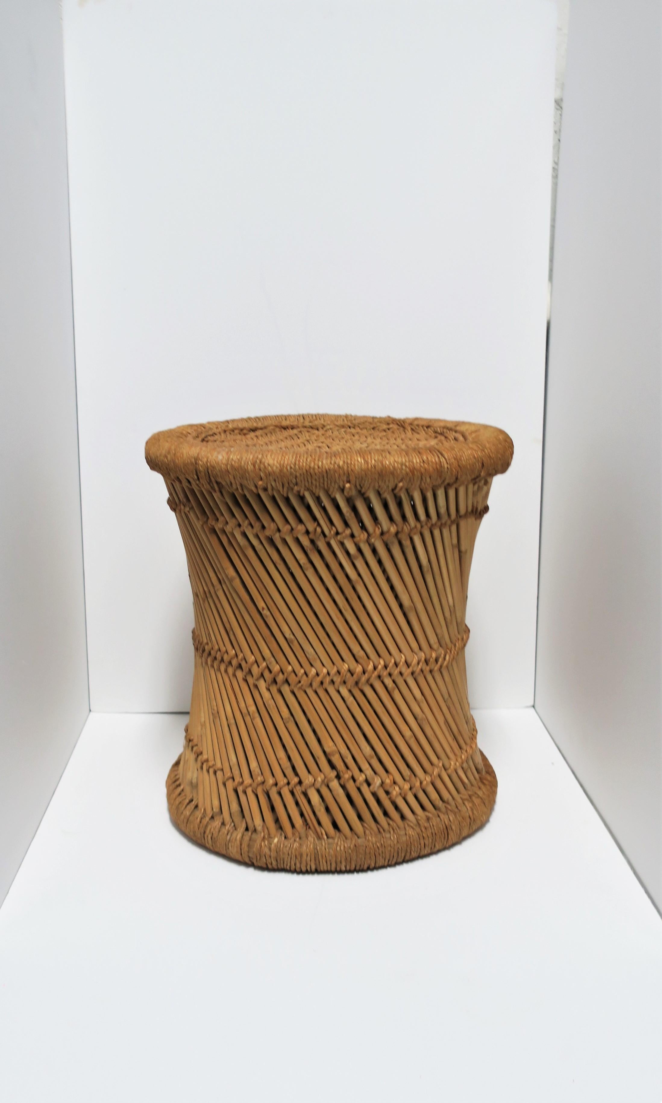 Anglo Raj Wicker Pencil Reed Stool or Side Table