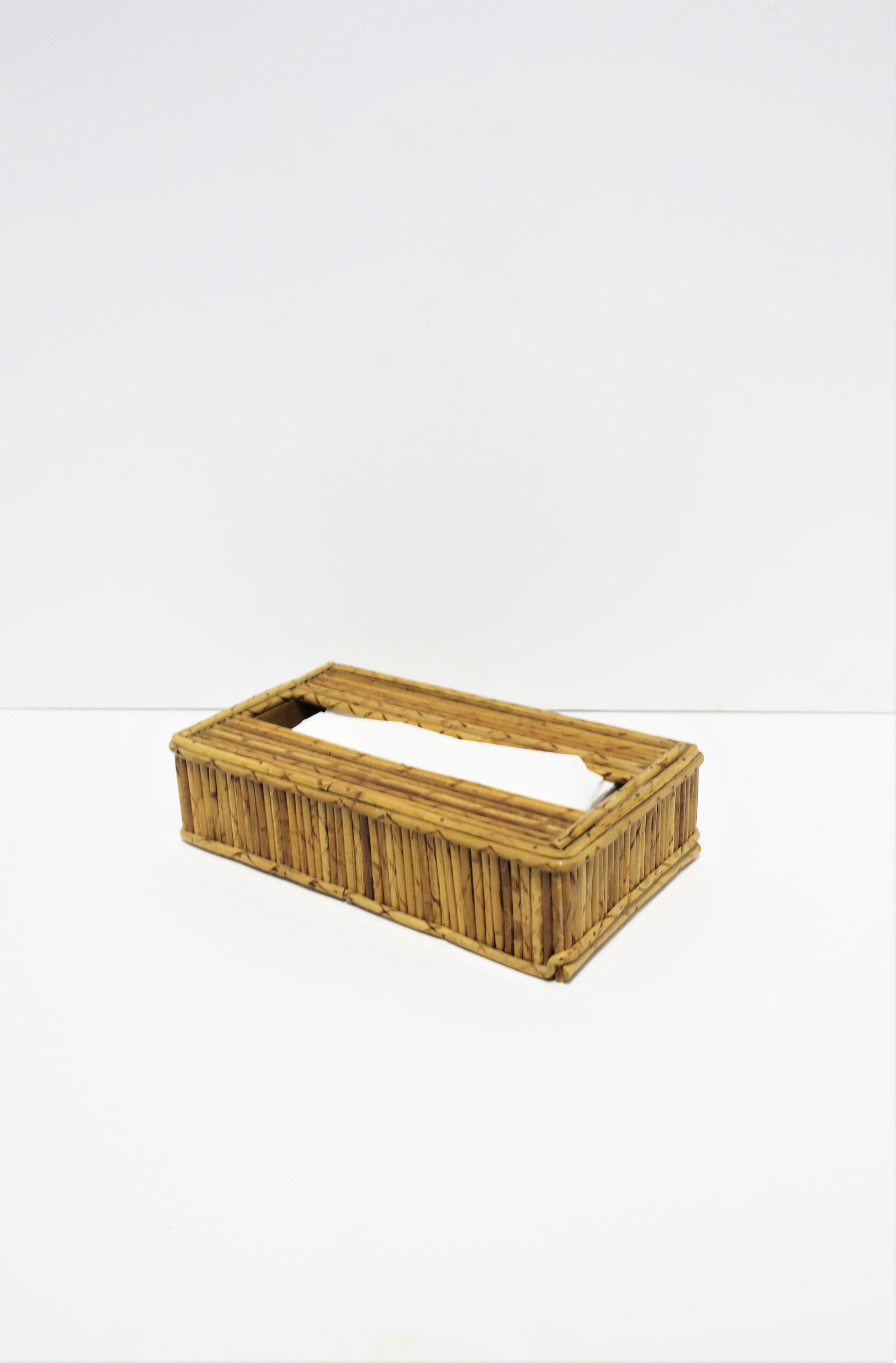 Wicker Tissue Box Cover Holder in the Crespi Style For Sale 3