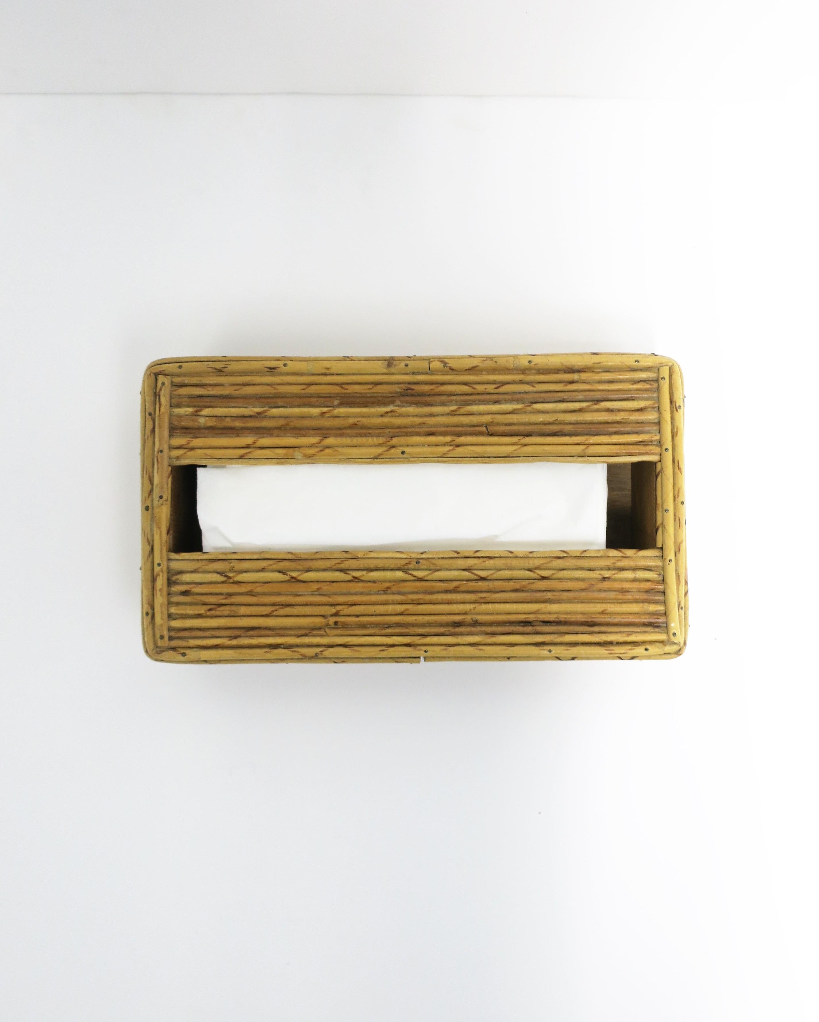 Mid-Century Modern Wicker Tissue Box Cover Holder in the Crespi Style For Sale