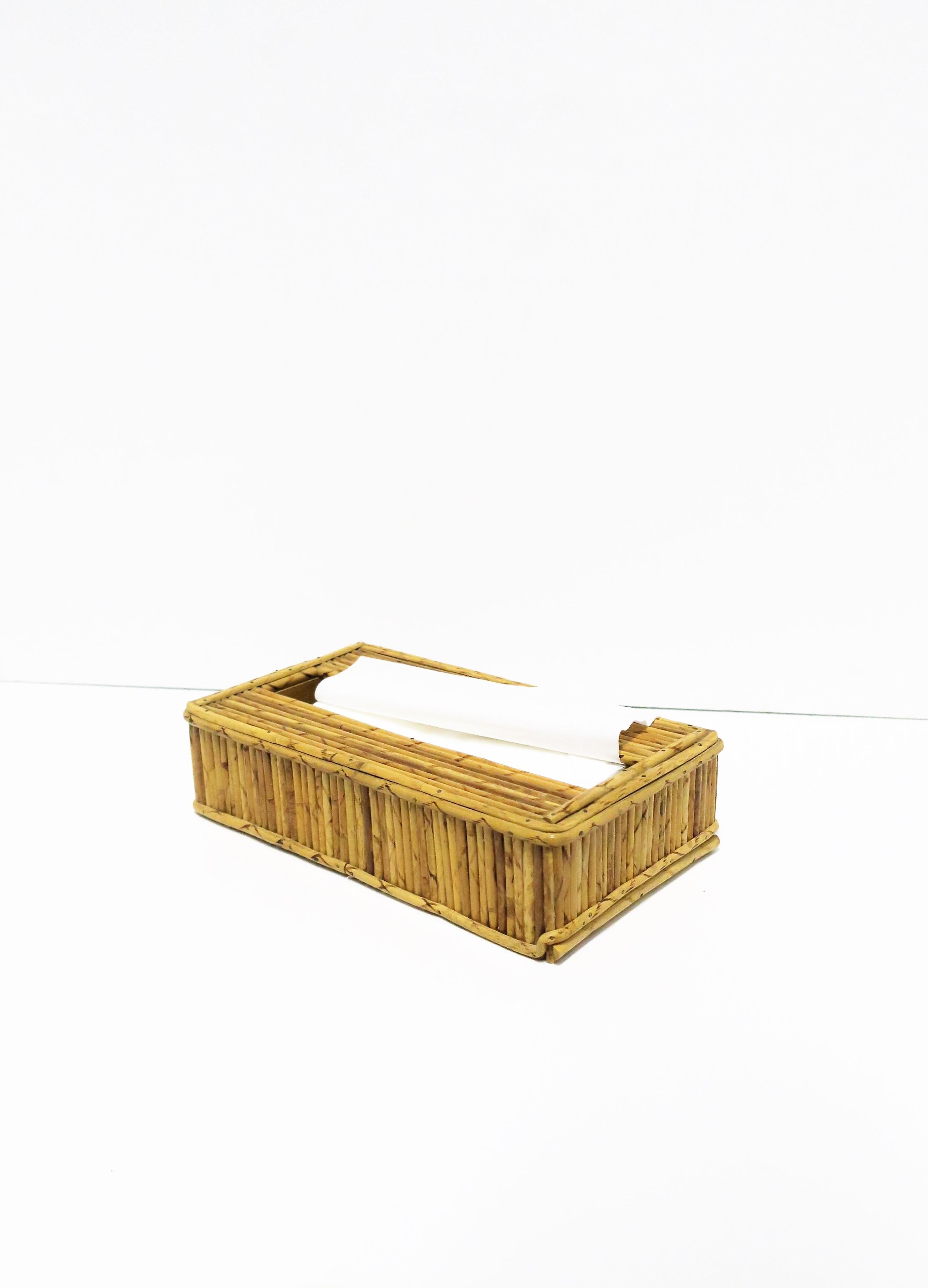Hong Kong Wicker Tissue Box Cover Holder in the Crespi Style For Sale