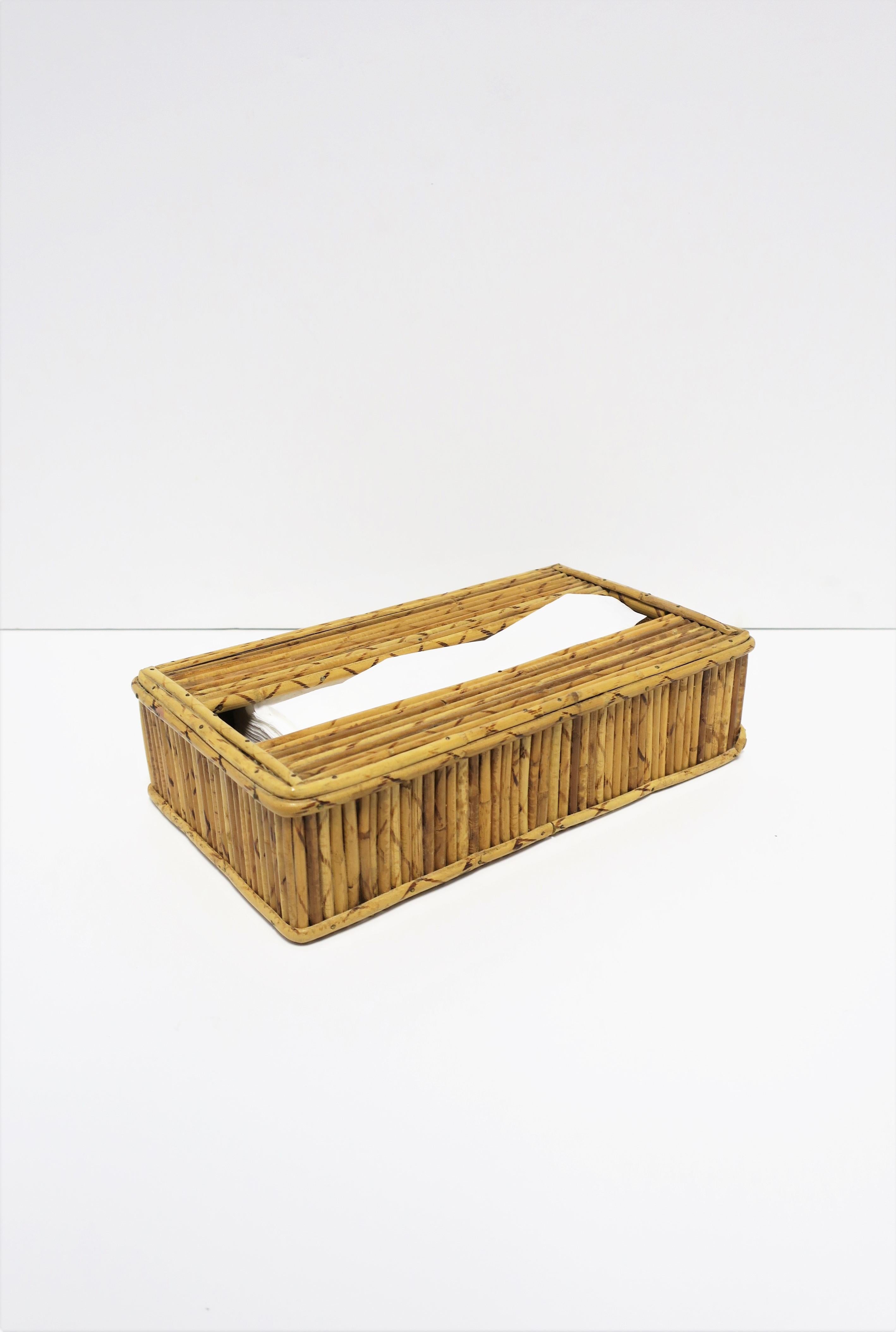 Wicker Tissue Box Cover Holder in the Crespi Style For Sale 1