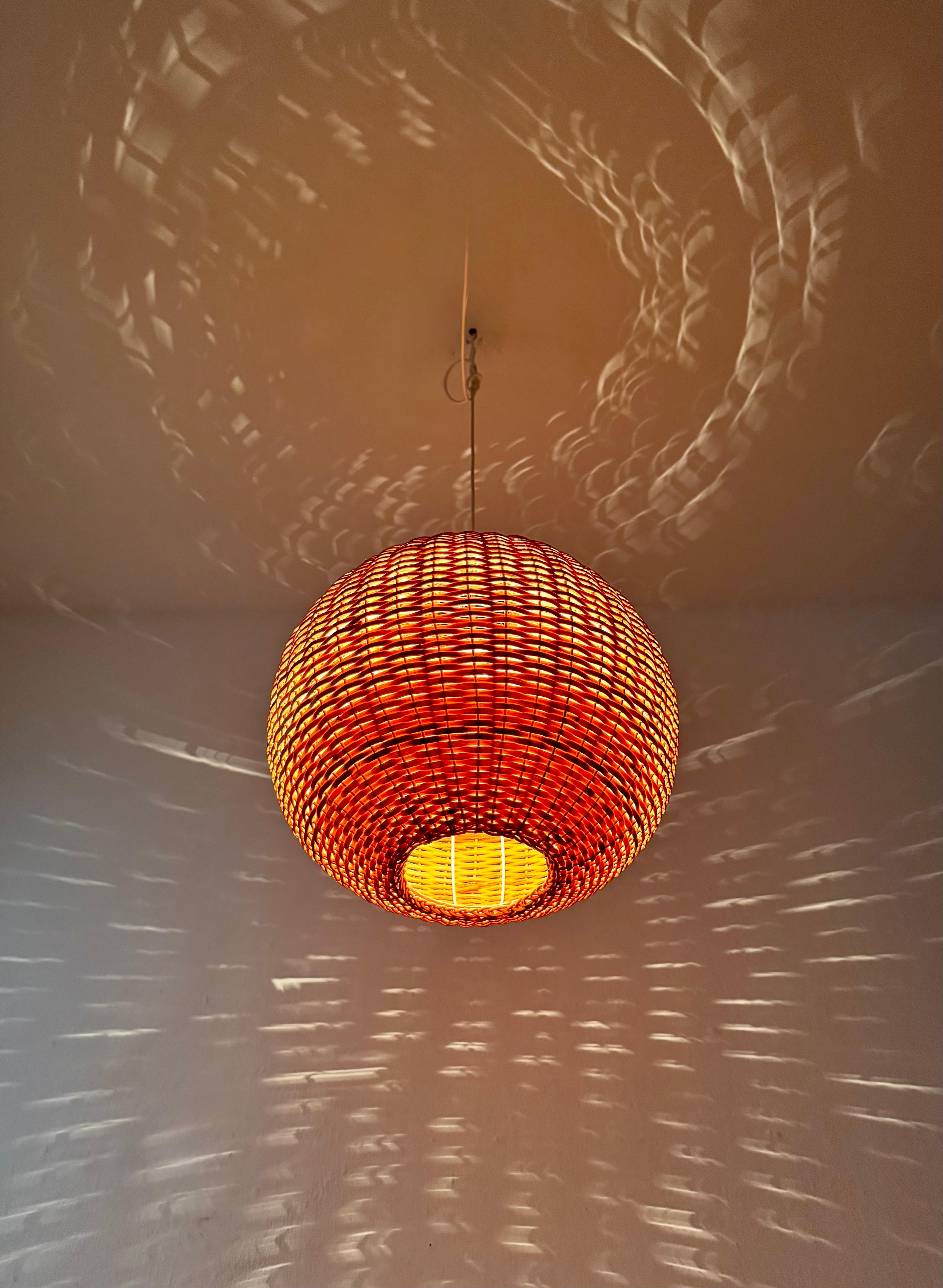 Wicker Pendant Lamp in vendita 2