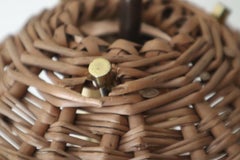 Pendelleuchte aus Korbgeflecht, Schweden Kupfer & Messing, 1950er Jahre