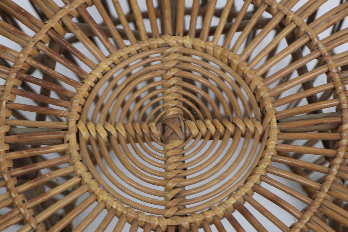 Mid-Century Modern Wicker Pouf Ottoman by Albini
