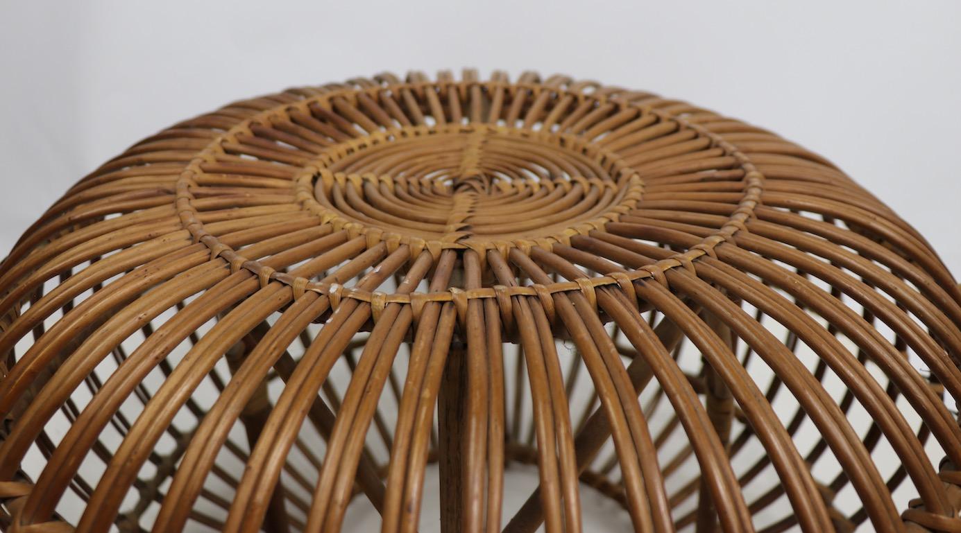 20th Century Wicker Pouf Ottoman by Albini