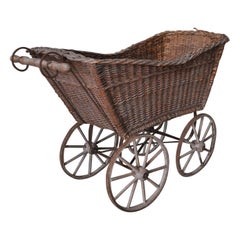 Antique Victorian Wicker Baby Stroller Carriage Buggy Pram w Hidden  Compartment at 1stDibs