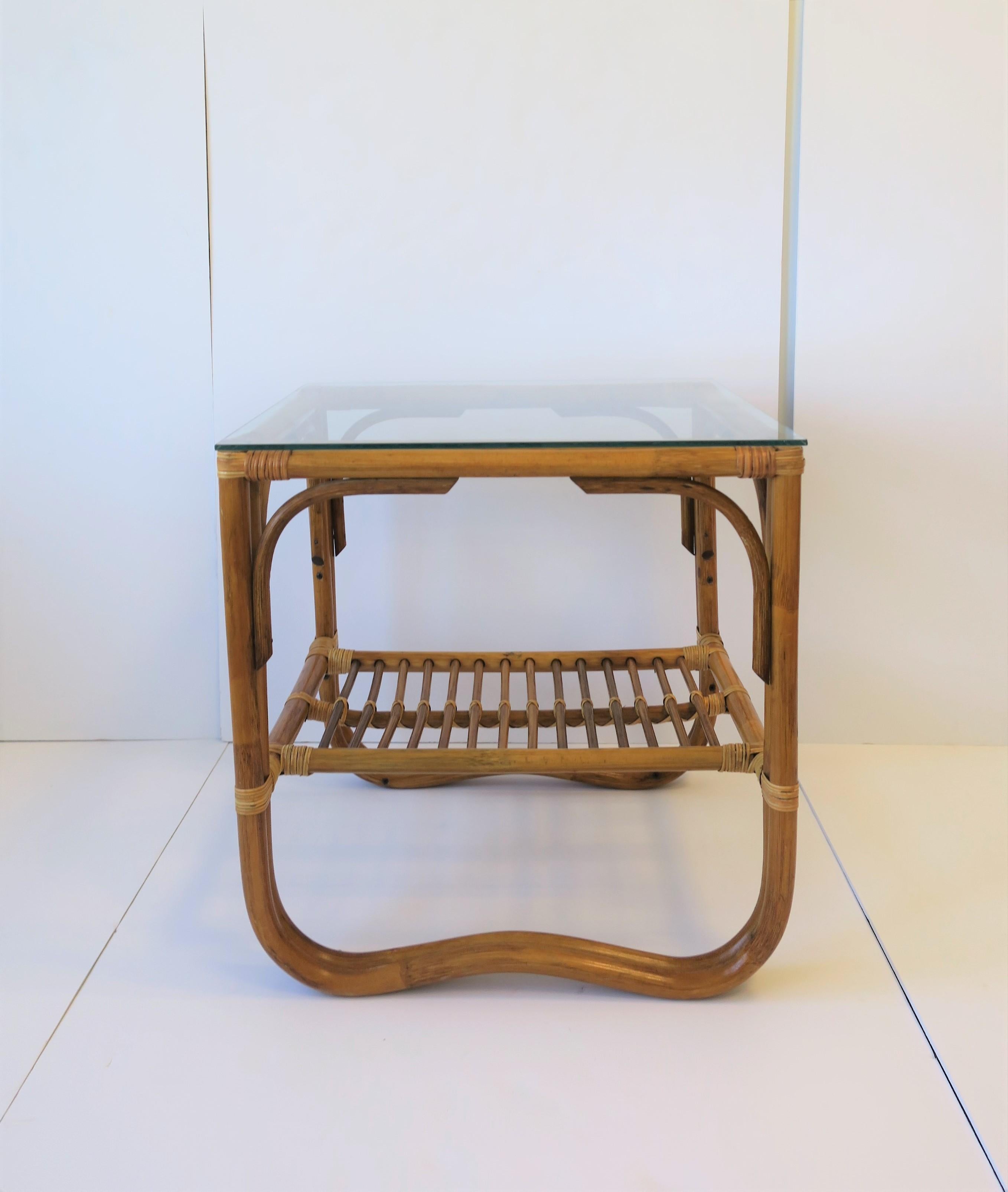 Wicker Rattan and Glass Square End Table 7