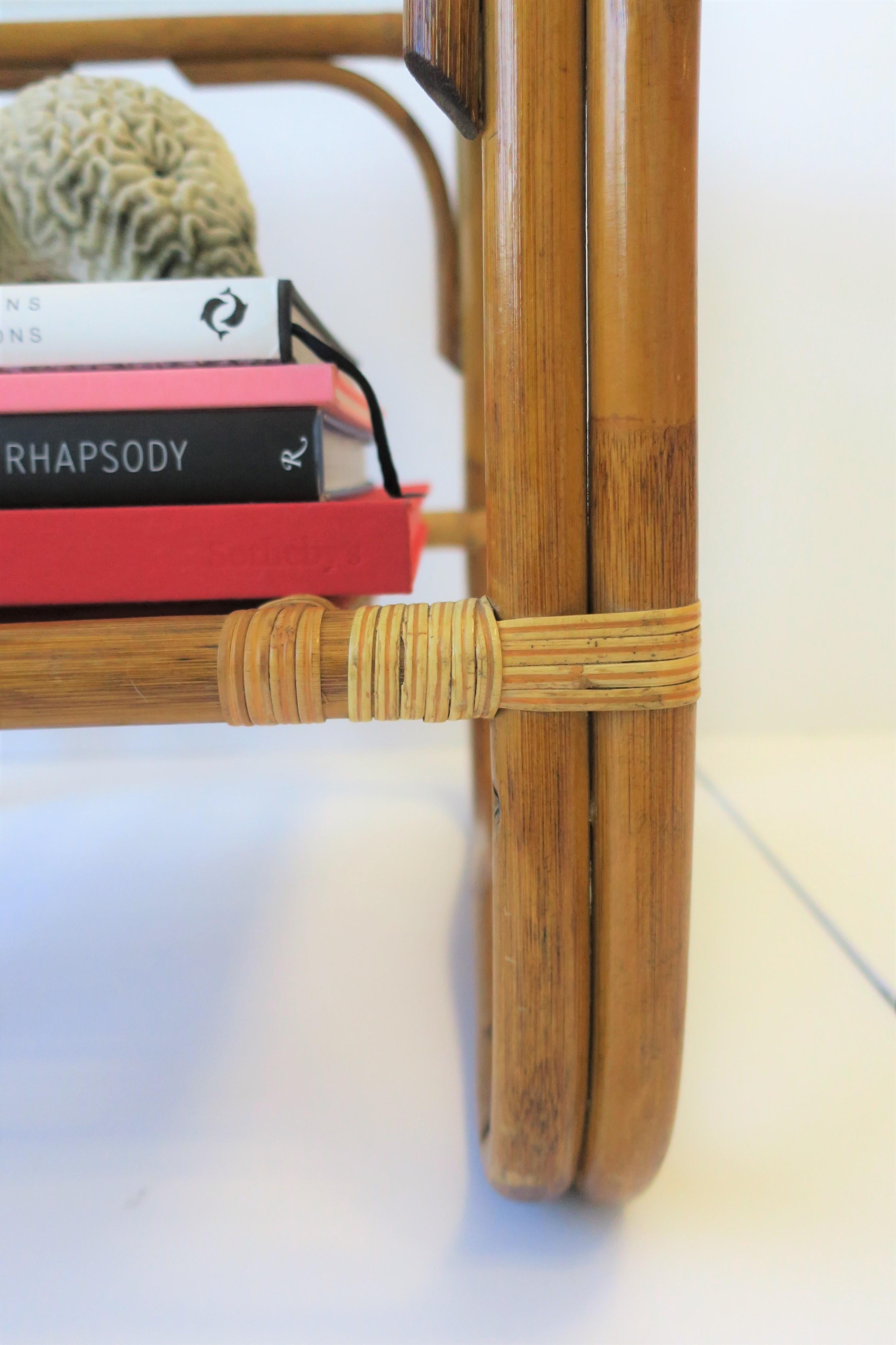 Wicker Rattan and Glass Square End Table 14