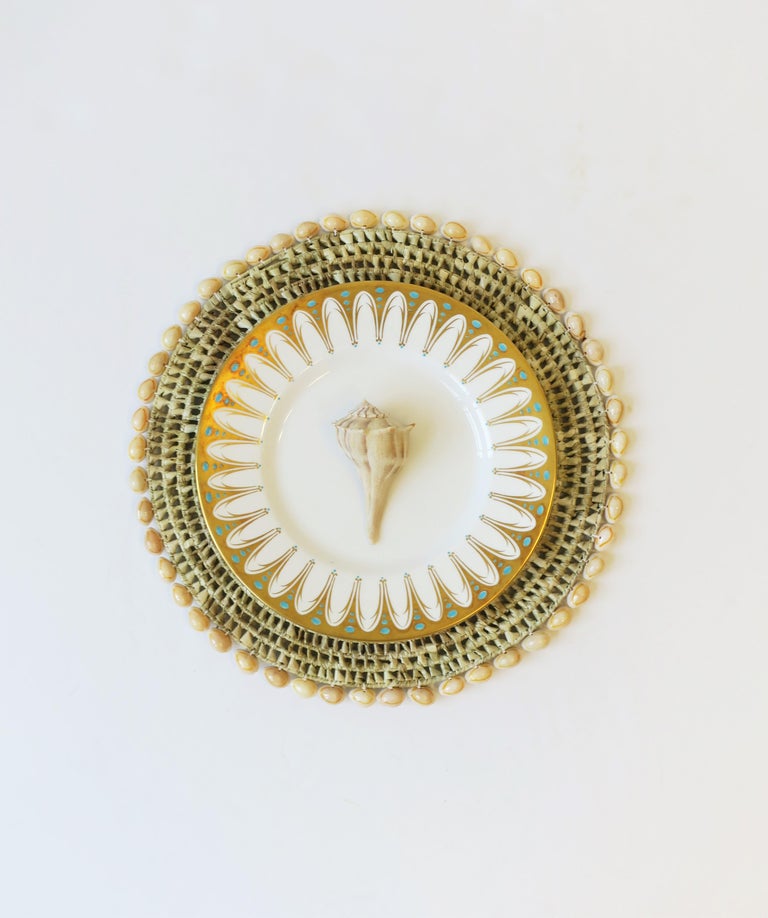 Seashell and Wicker Placemats or Dinner Plate Chargers, Set of 12 For