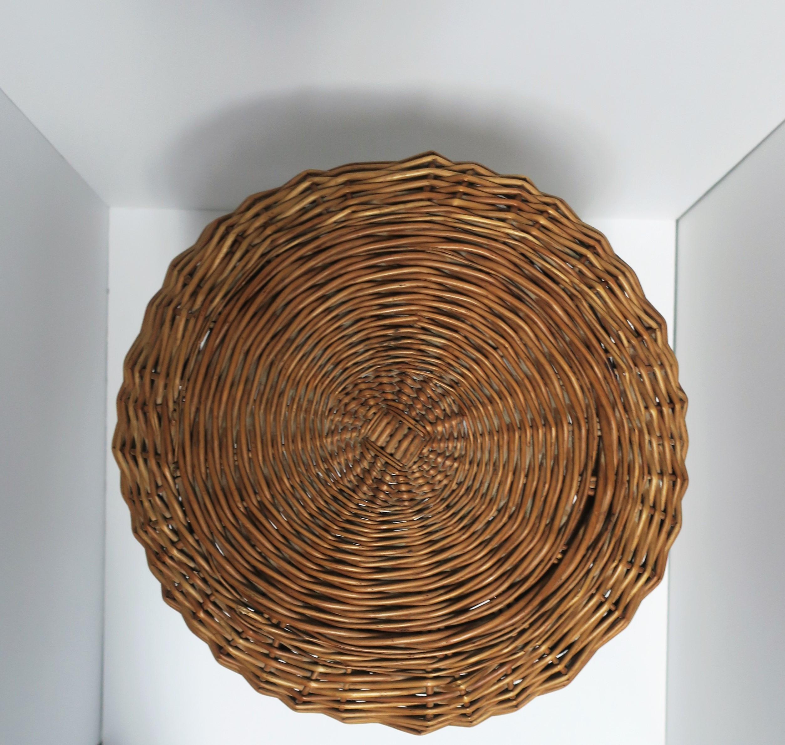 Wicker Rattan and Wood Stool In Good Condition In New York, NY