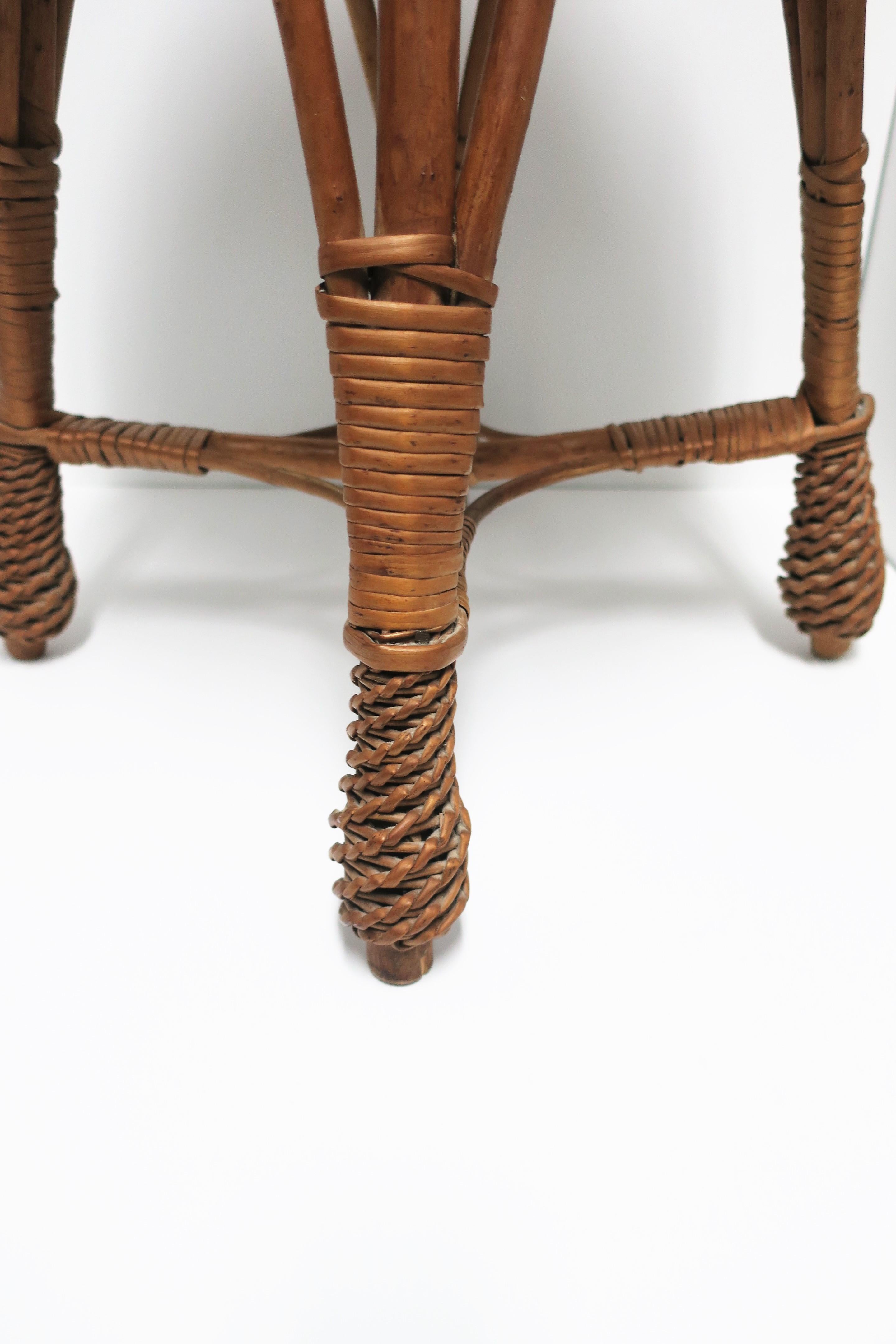20th Century Wicker Rattan and Wood Stool