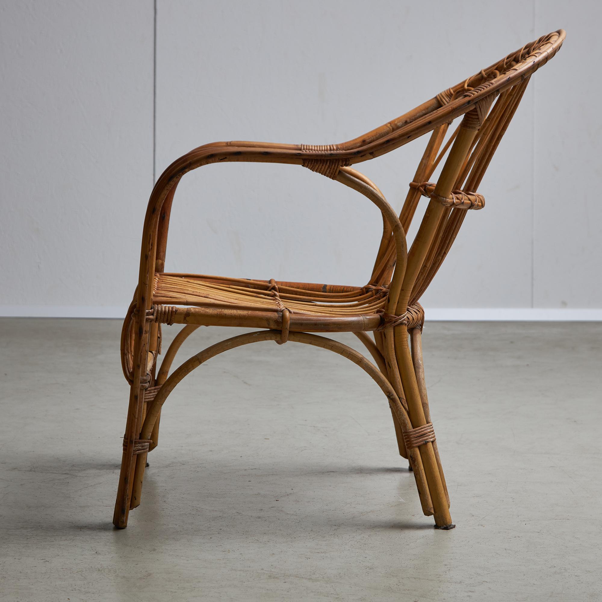 20th Century Wicker Rattan Armchair