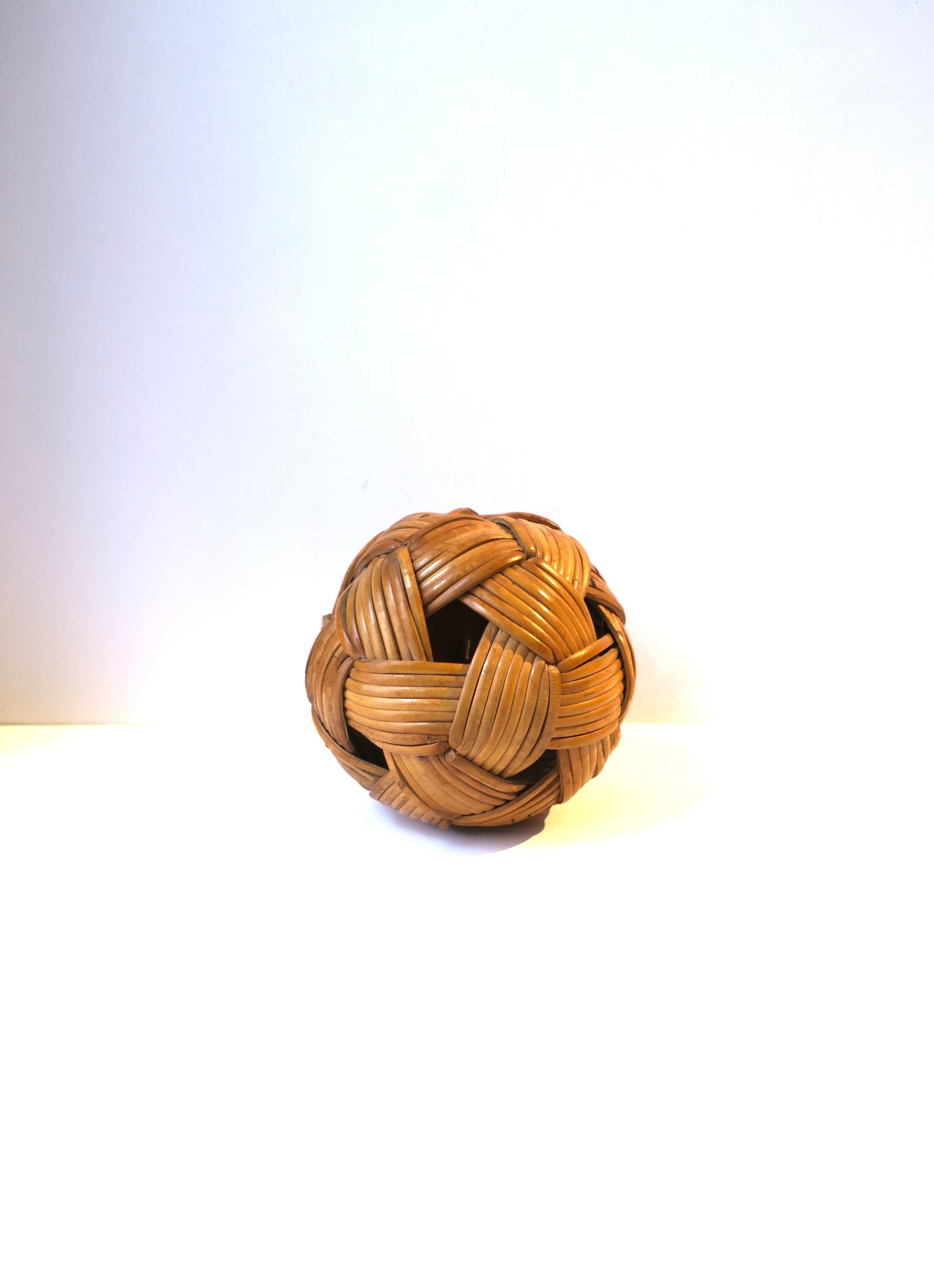 Wicker Rattan Ball Sphere Decorative Object For Sale 2