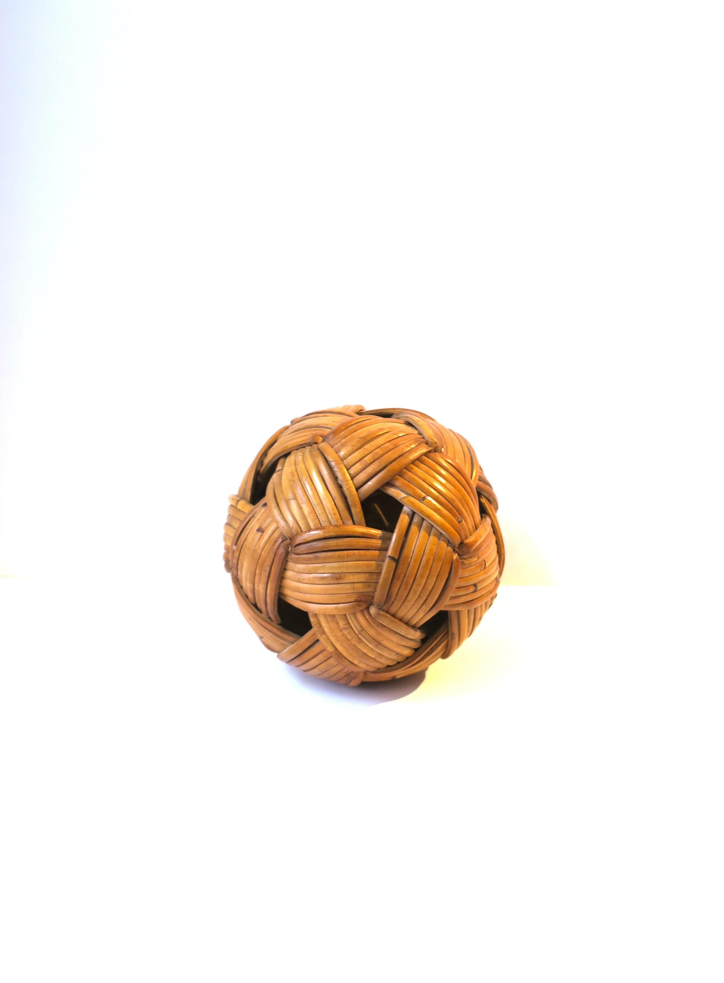 Wicker Rattan Ball Sphere Decorative Object For Sale 4