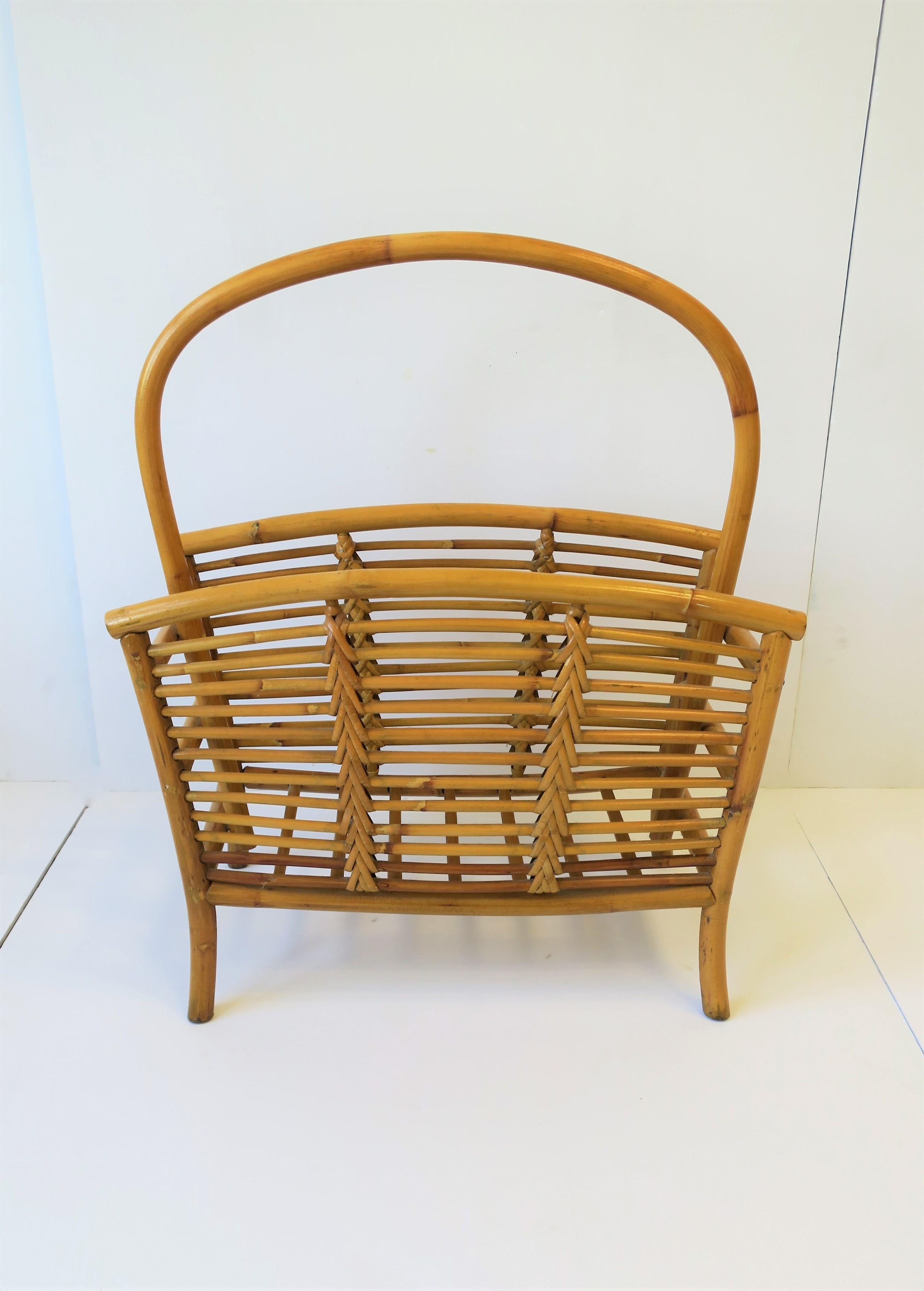 Wicker Rattan Magazine Holder Stand For Sale 2