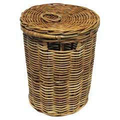 Retro Wicker Rattan Basket Hamper or Umbrella Stand Storage Piece