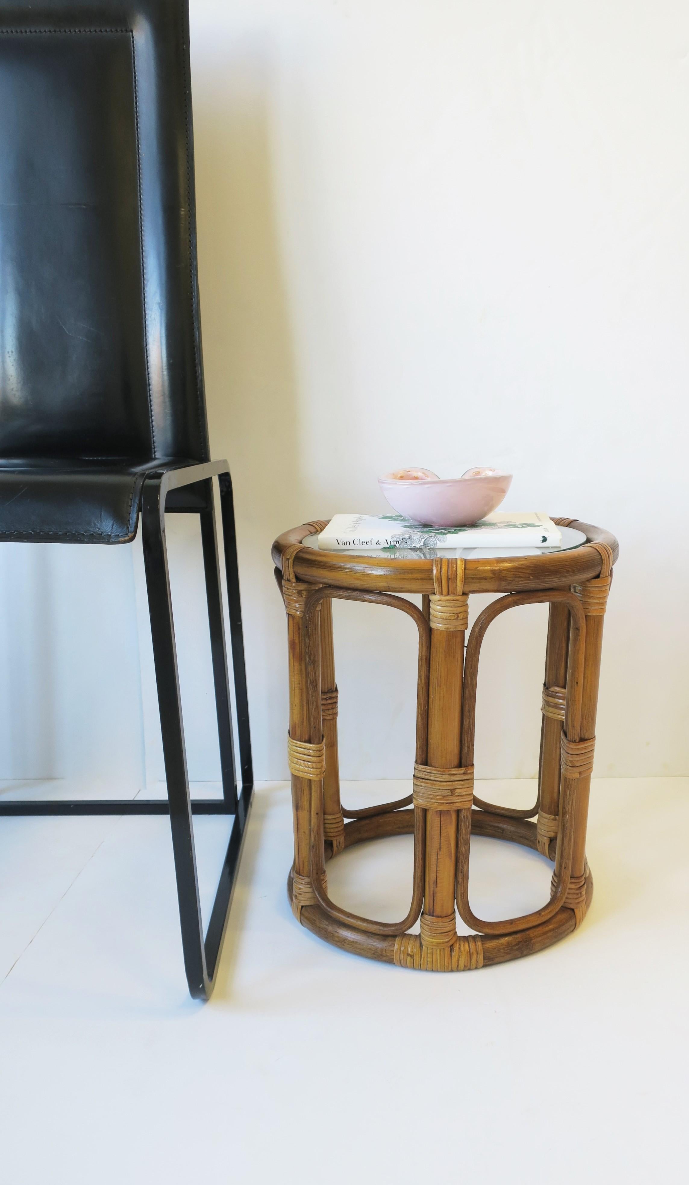 Wicker Rattan Bentwood Side or Drinks Table with Glass Top 7