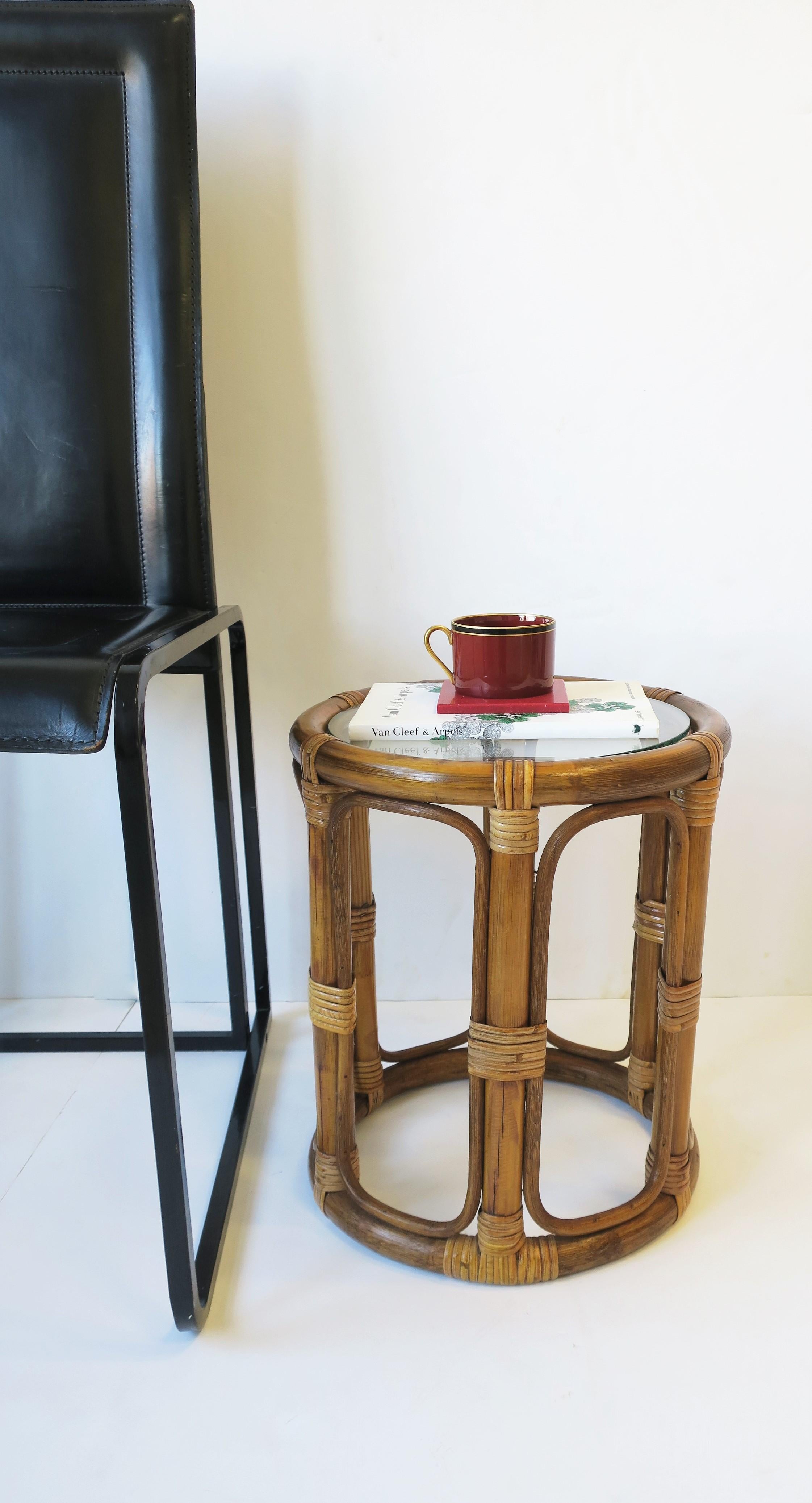 Wicker Rattan Bentwood Side or Drinks Table with Glass Top 10