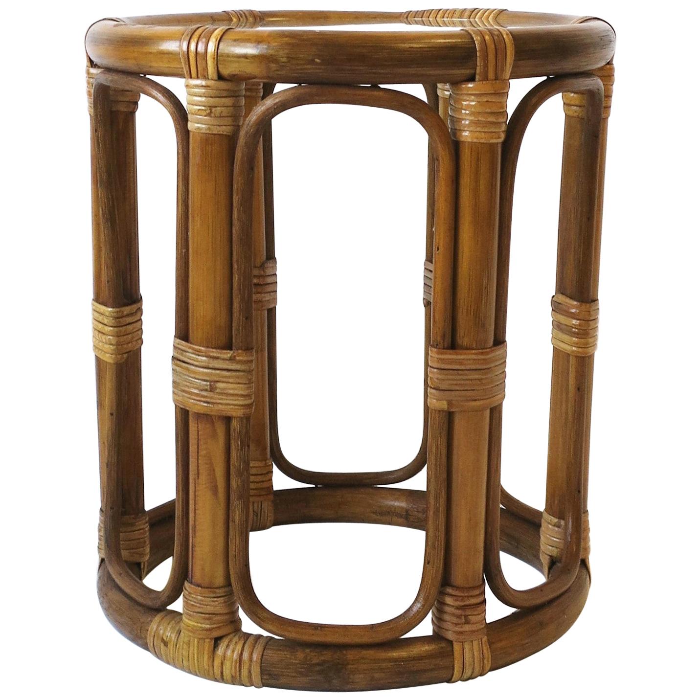 Wicker Rattan Bentwood Side or Drinks Table with Glass Top