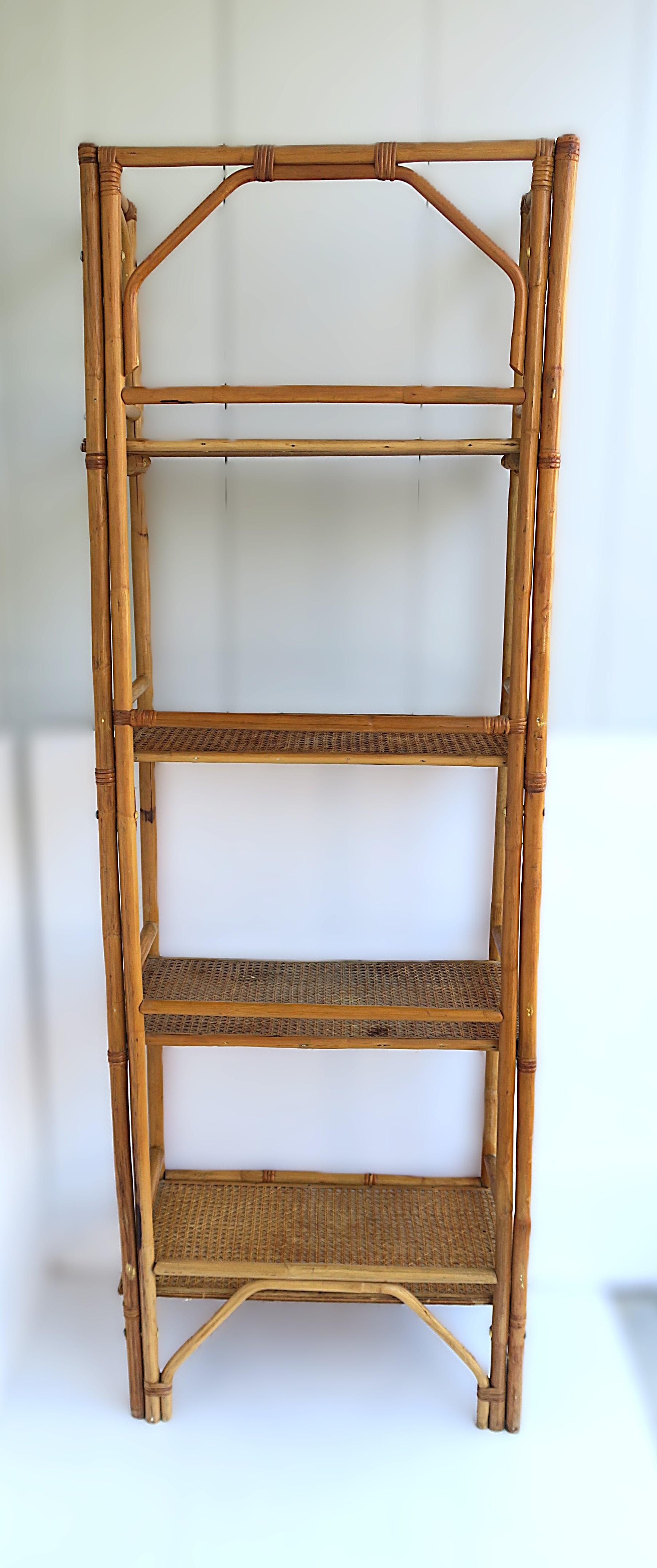 Libreria Étagère in vimini e canna di rattan in vendita 10
