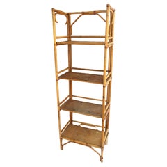 Wicker Rattan Cane Étagère Bookcase