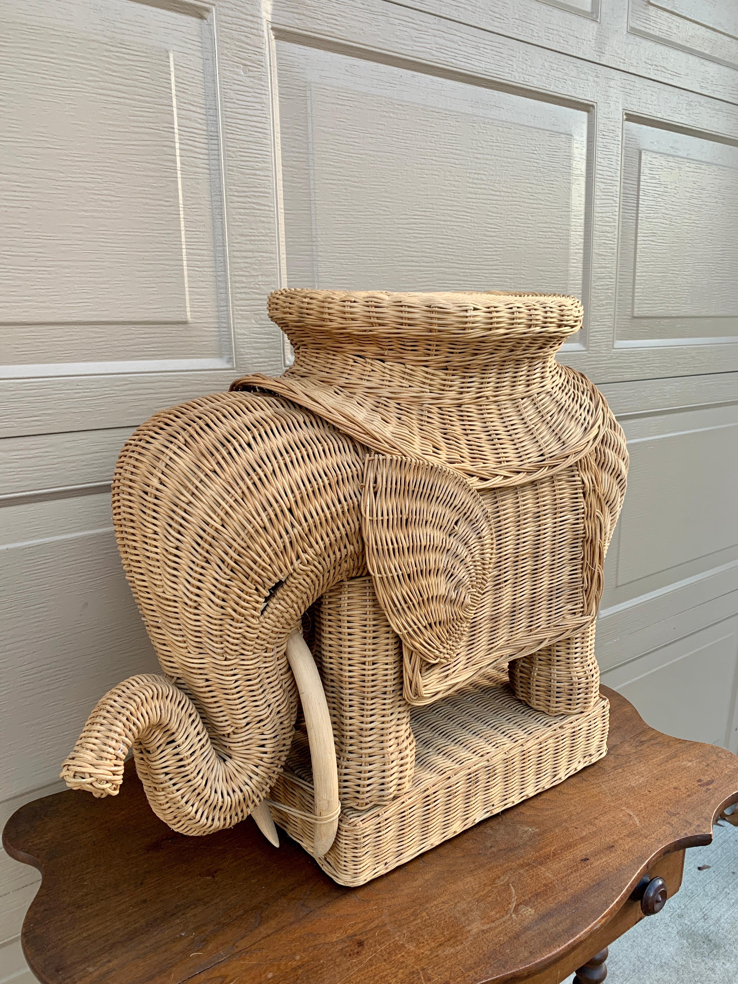 rattan elephant side table