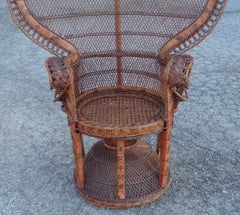 Emmanuelle Wicker Peacock Chair Circa 1970