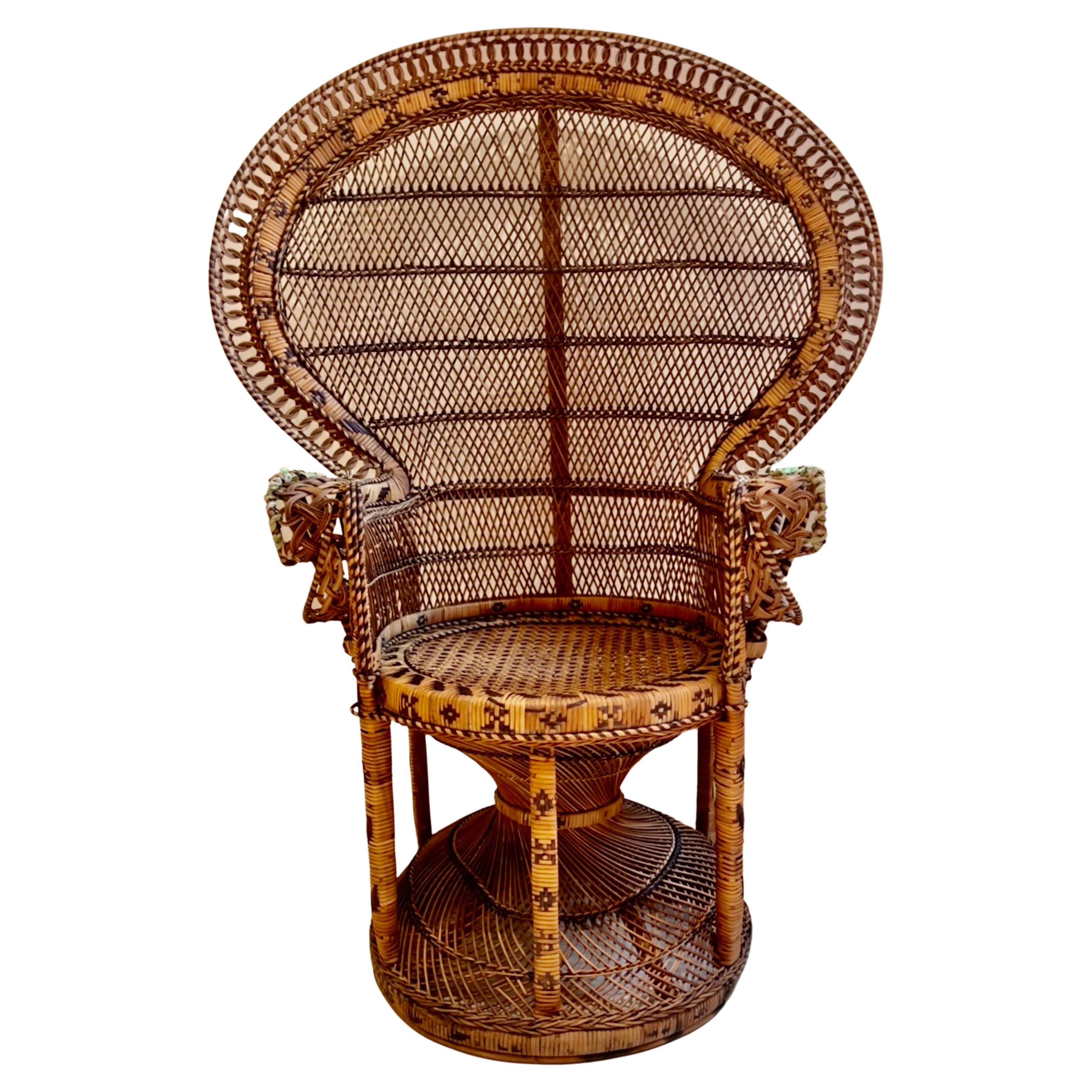 Wicker Rattan Emmanuelle Peacock Chair, 1960-1970