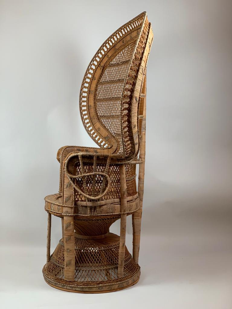 Late 20th Century Wicker Rattan Emmanuelle Peacock chair
