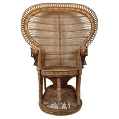 Vintage Wicker Rattan Emmanuelle Peacock chair