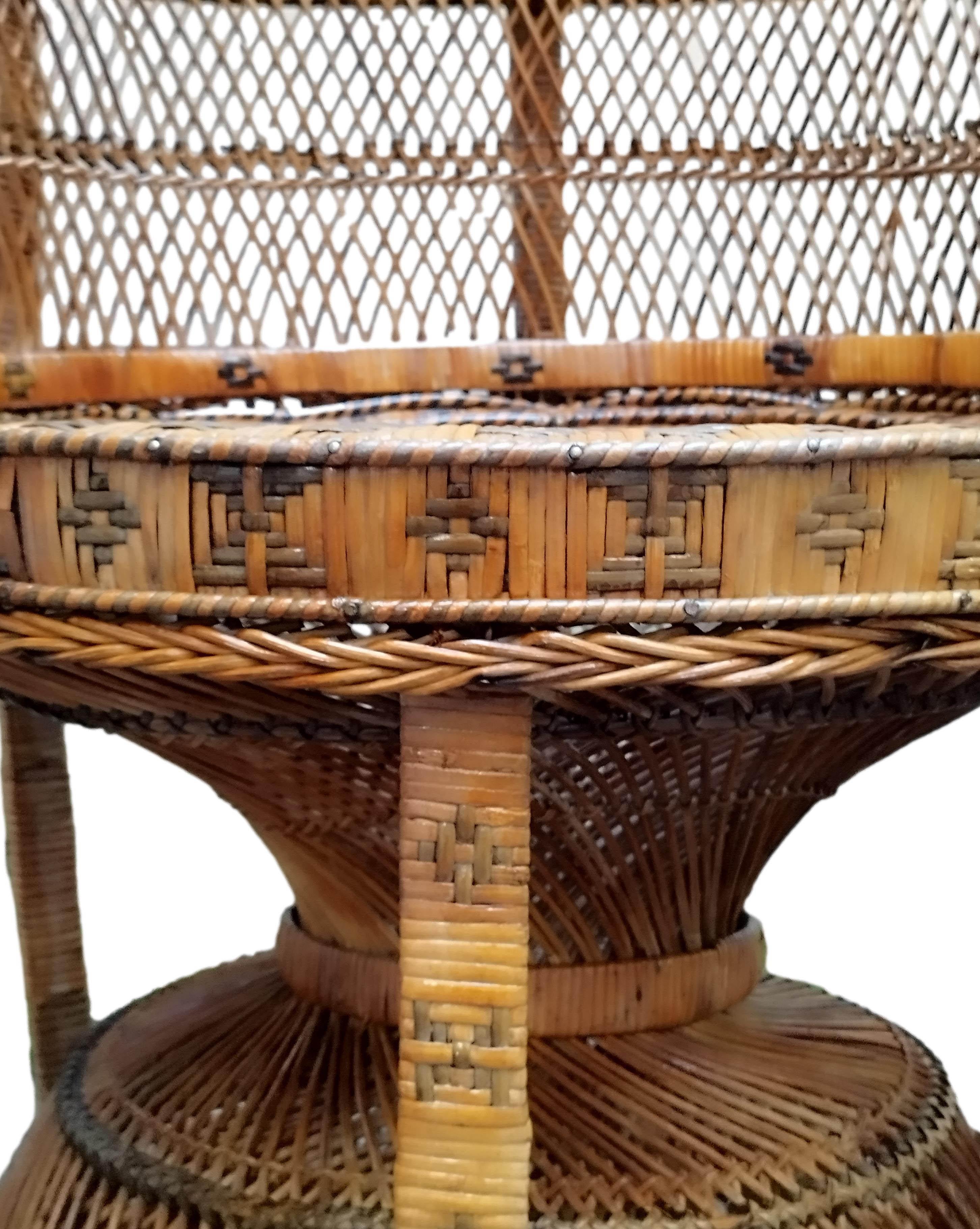 Wicker Rattan Emmanuelle Peacock Chair, France 1960s 4