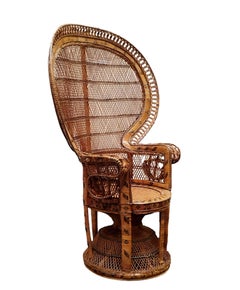Wicker Rattan Emmanuelle Peacock Chair, France 1960s