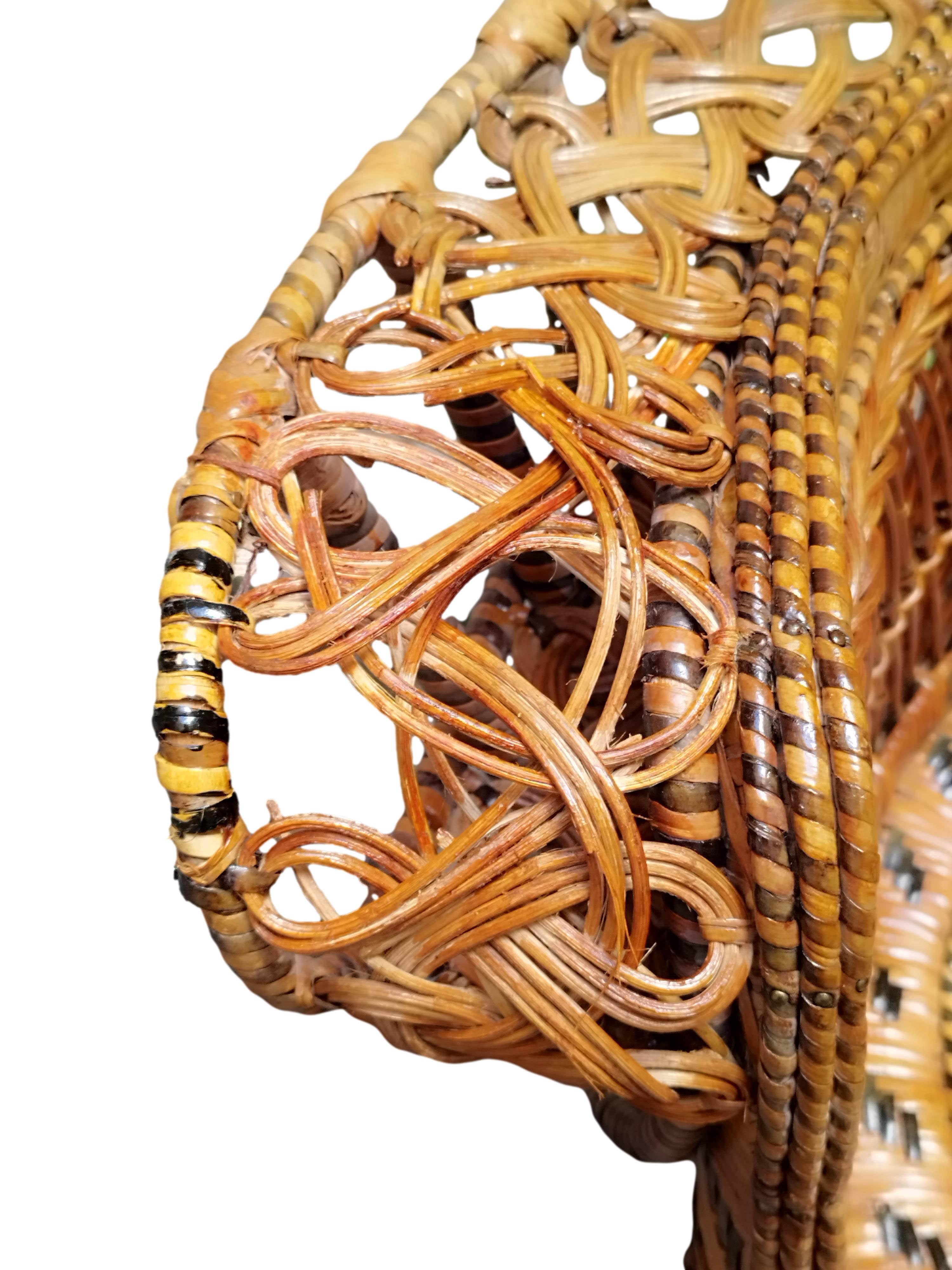 Wicker Rattan Emmanuelle Peacock Chair, France 1960s In Good Condition In Naples, IT