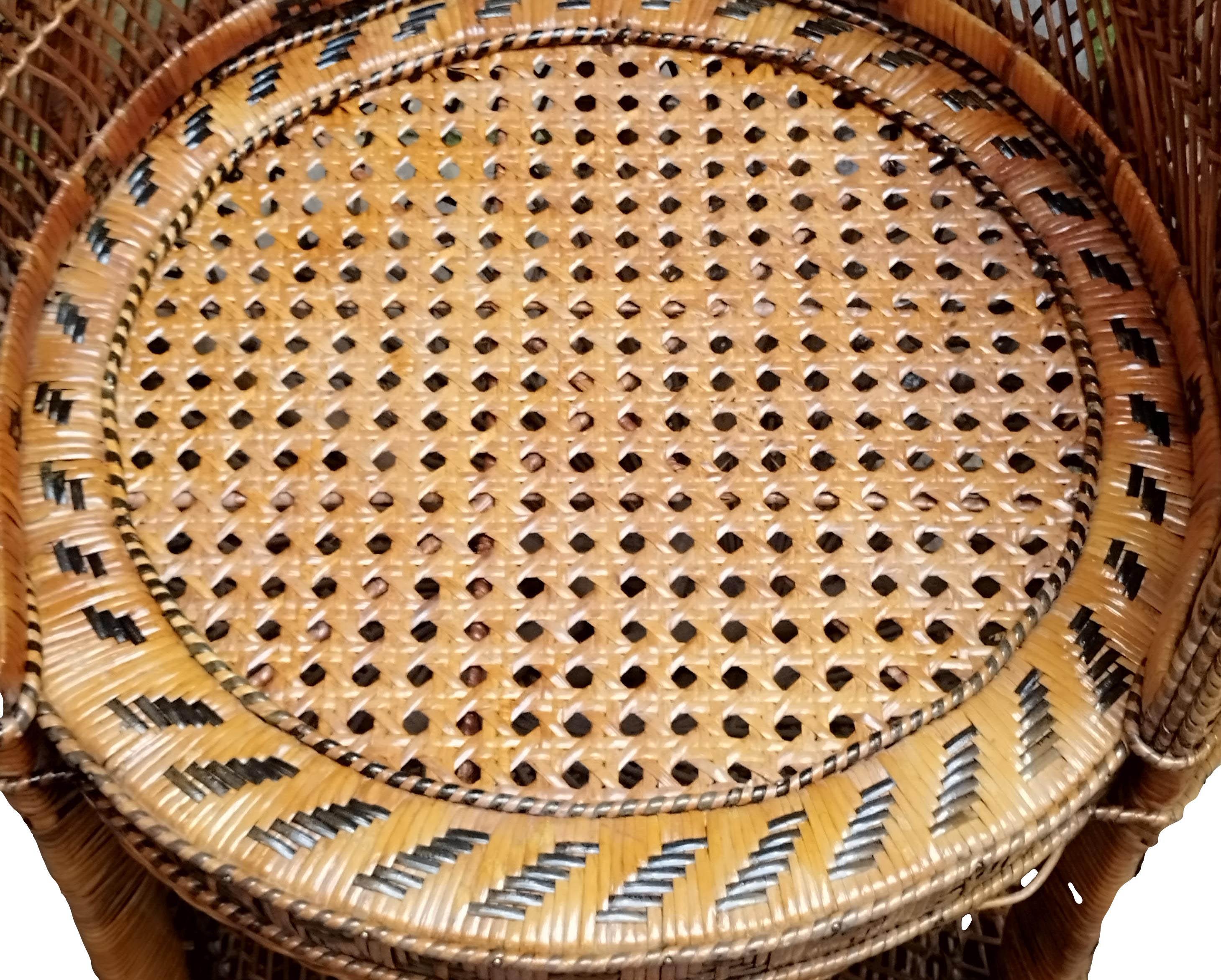 Mid-20th Century Wicker Rattan Emmanuelle Peacock Chair, France 1960s