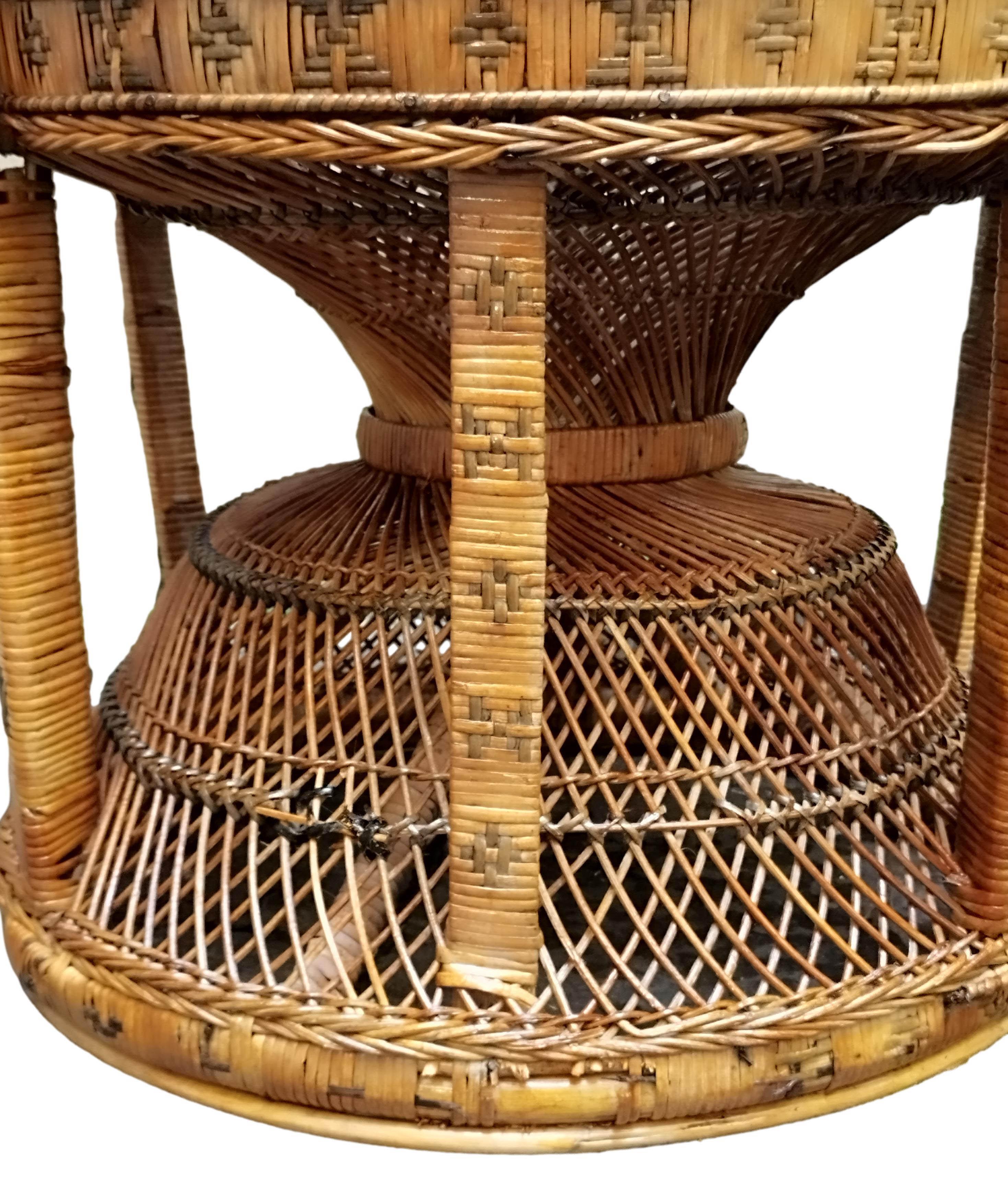 Wicker Rattan Emmanuelle Peacock Chair, France 1960s 1