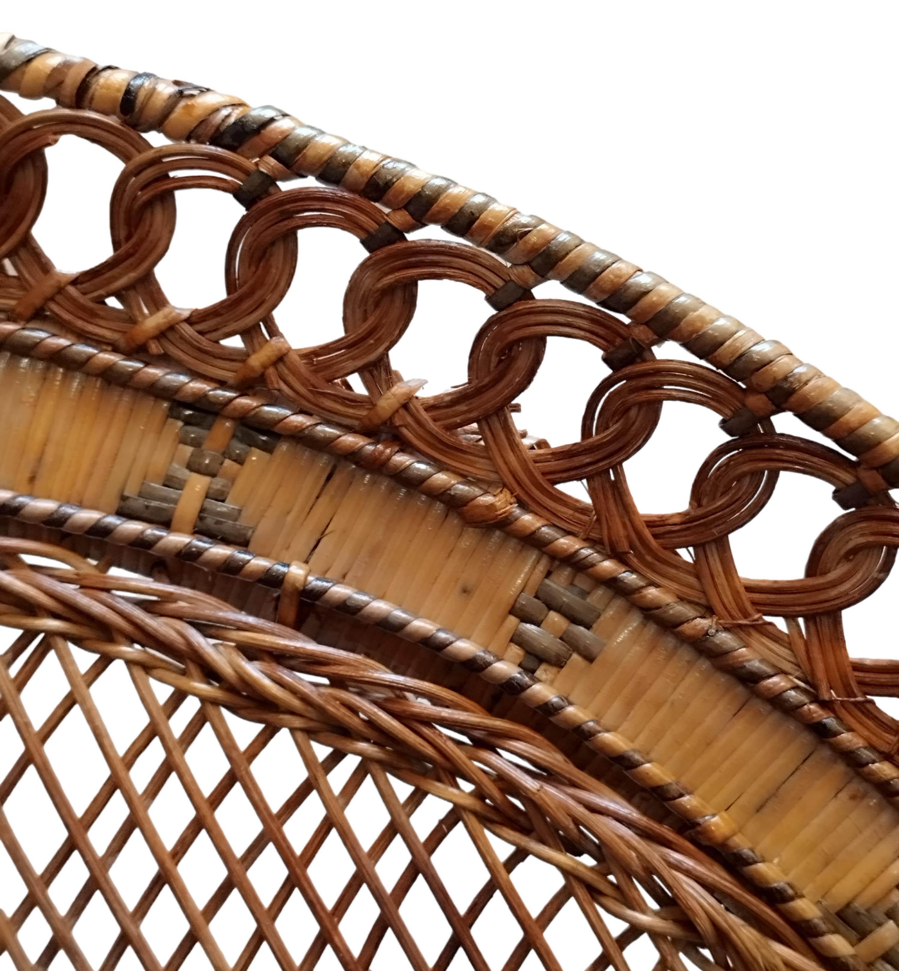 Wicker Rattan Emmanuelle Peacock Chair, France 1960s 2