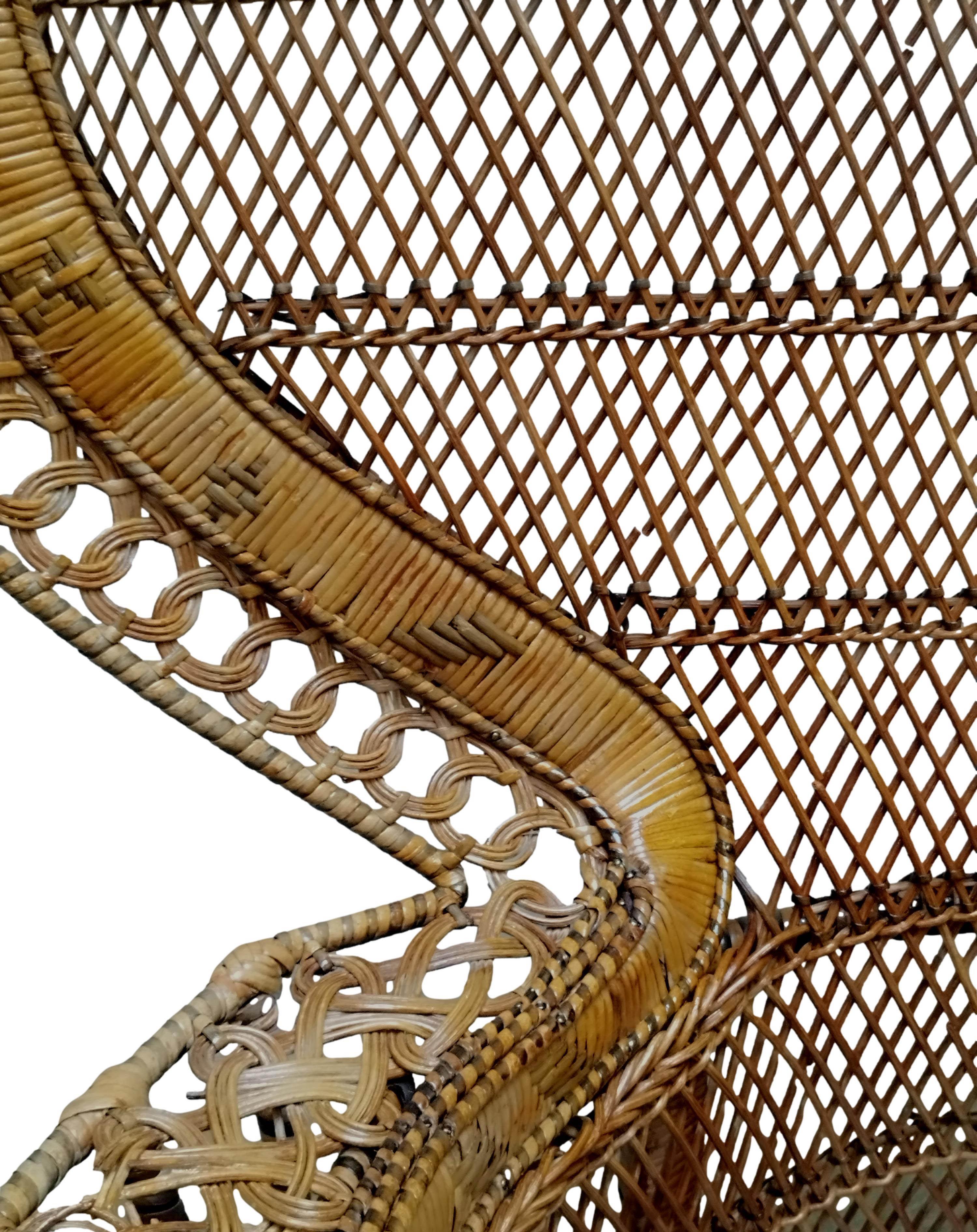 Wicker Rattan Emmanuelle Peacock Chair, France 1960s 3