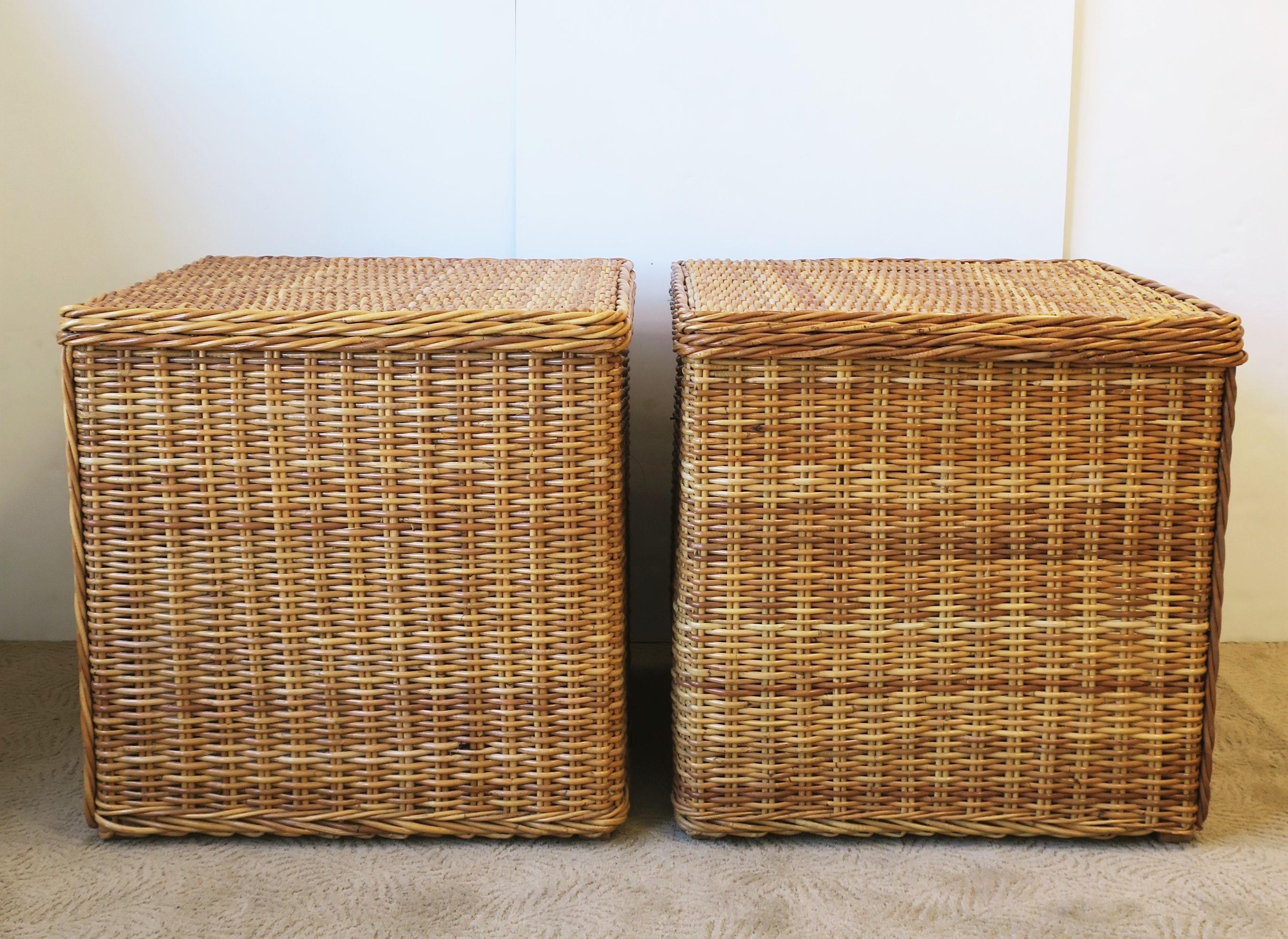 Wicker Rattan End Tables or Nightstand Tables 8