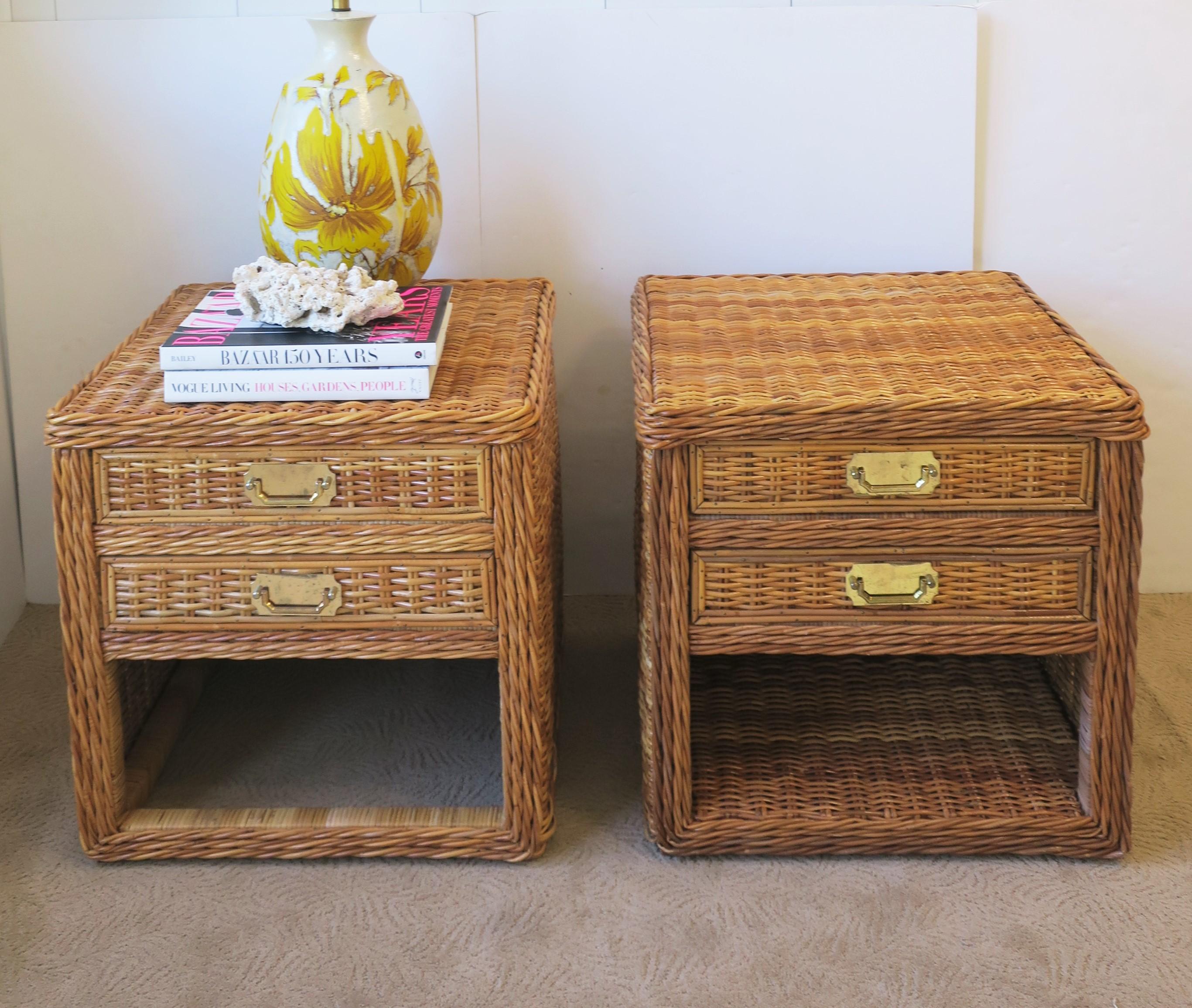 Wicker Rattan End Tables or Nightstand Tables 1